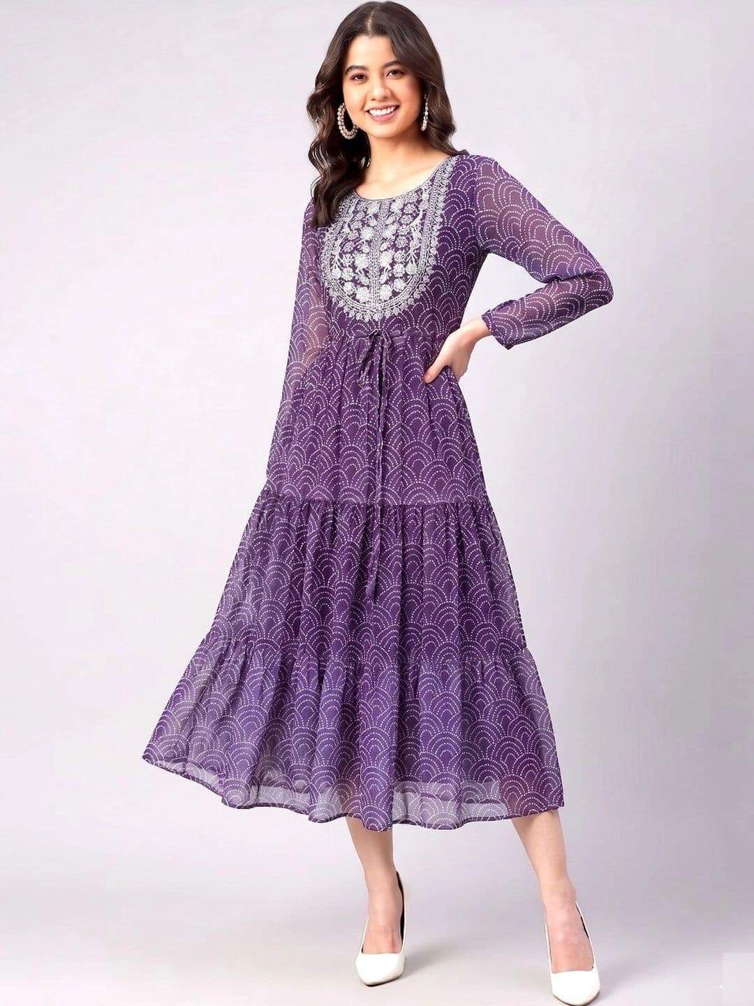 XRELAX Bohemian Print A-Line Midi Dress - view 1