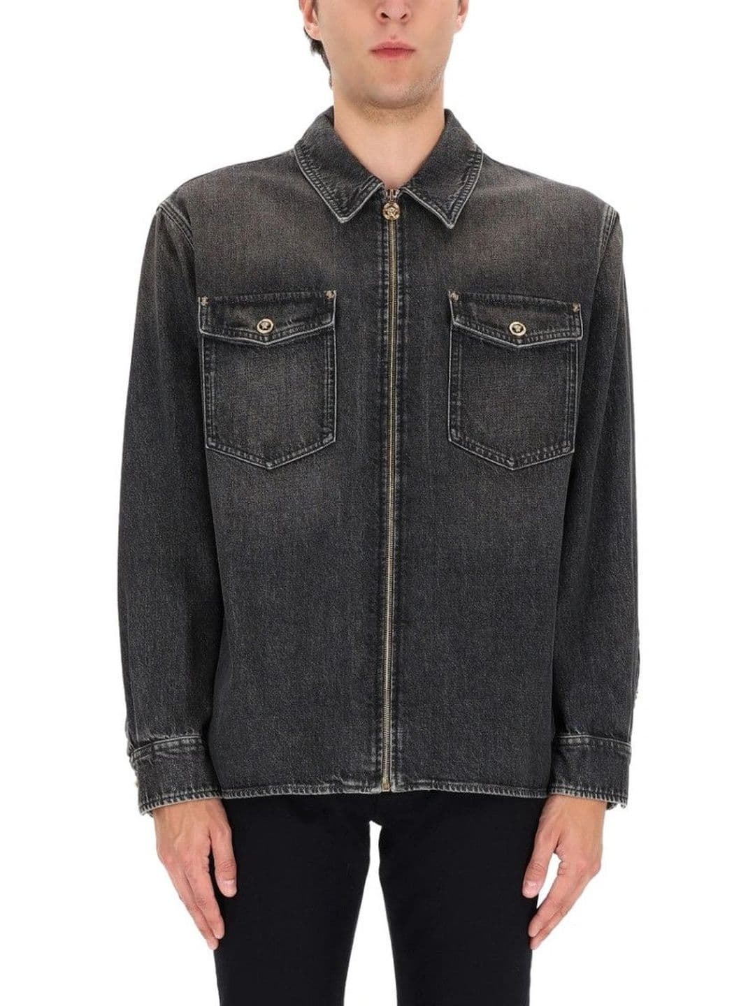 Versace Black Shirt Collar Jacket - view 1