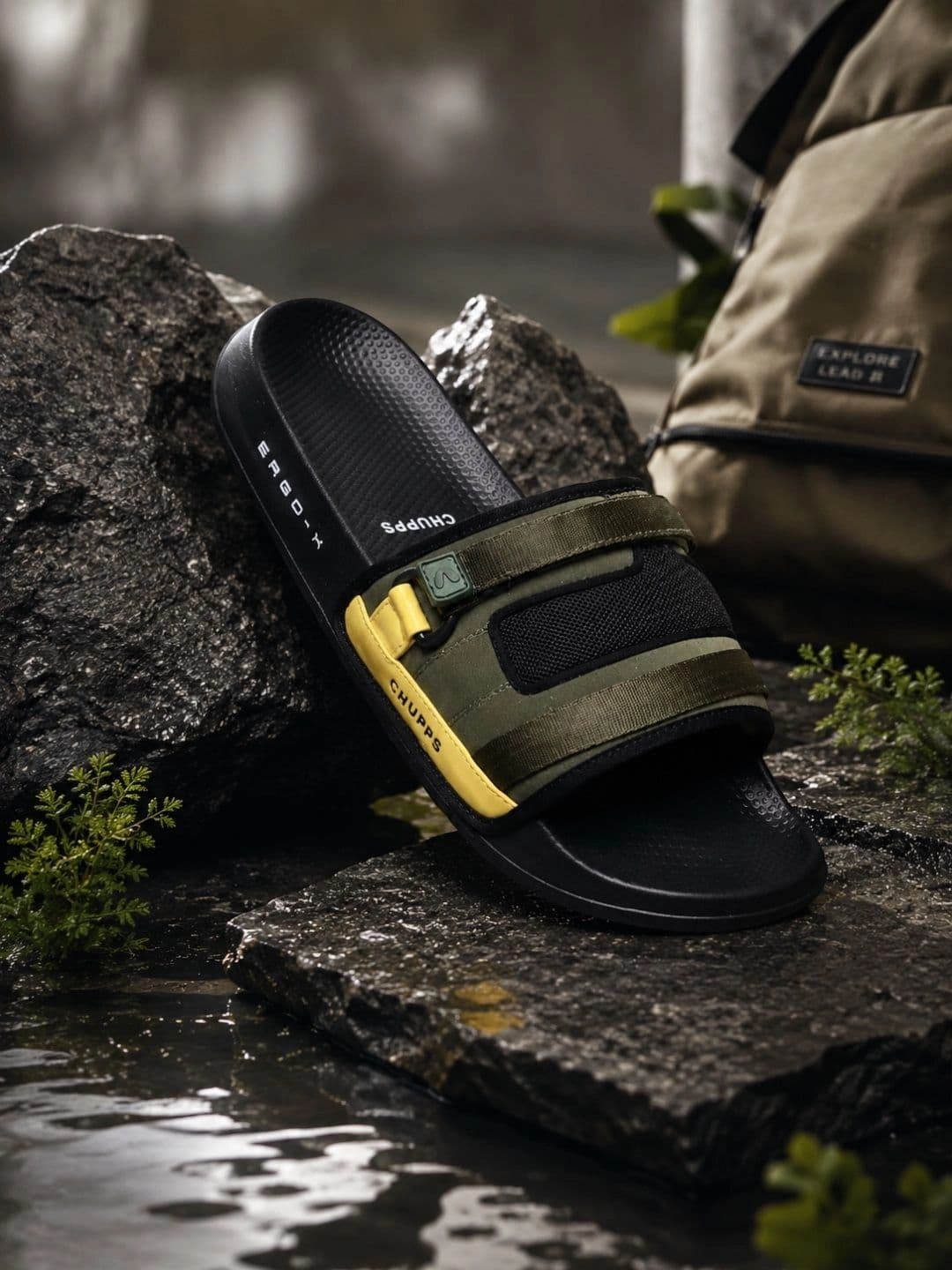 CHUPPS Men Olive Black Rebel Ergo-X Orthopedic Sliders - view 1