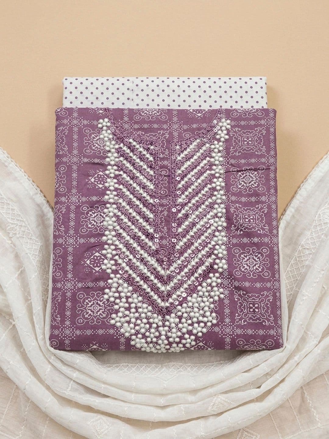 Meena Bazaar Printed Unstitched Dress Material - view 1