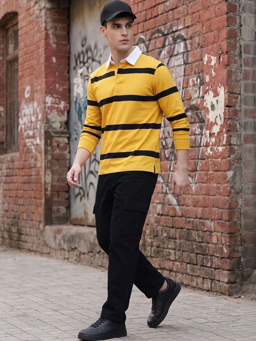 Roadster Men Striped Polo Collar T-Shirt - view 1