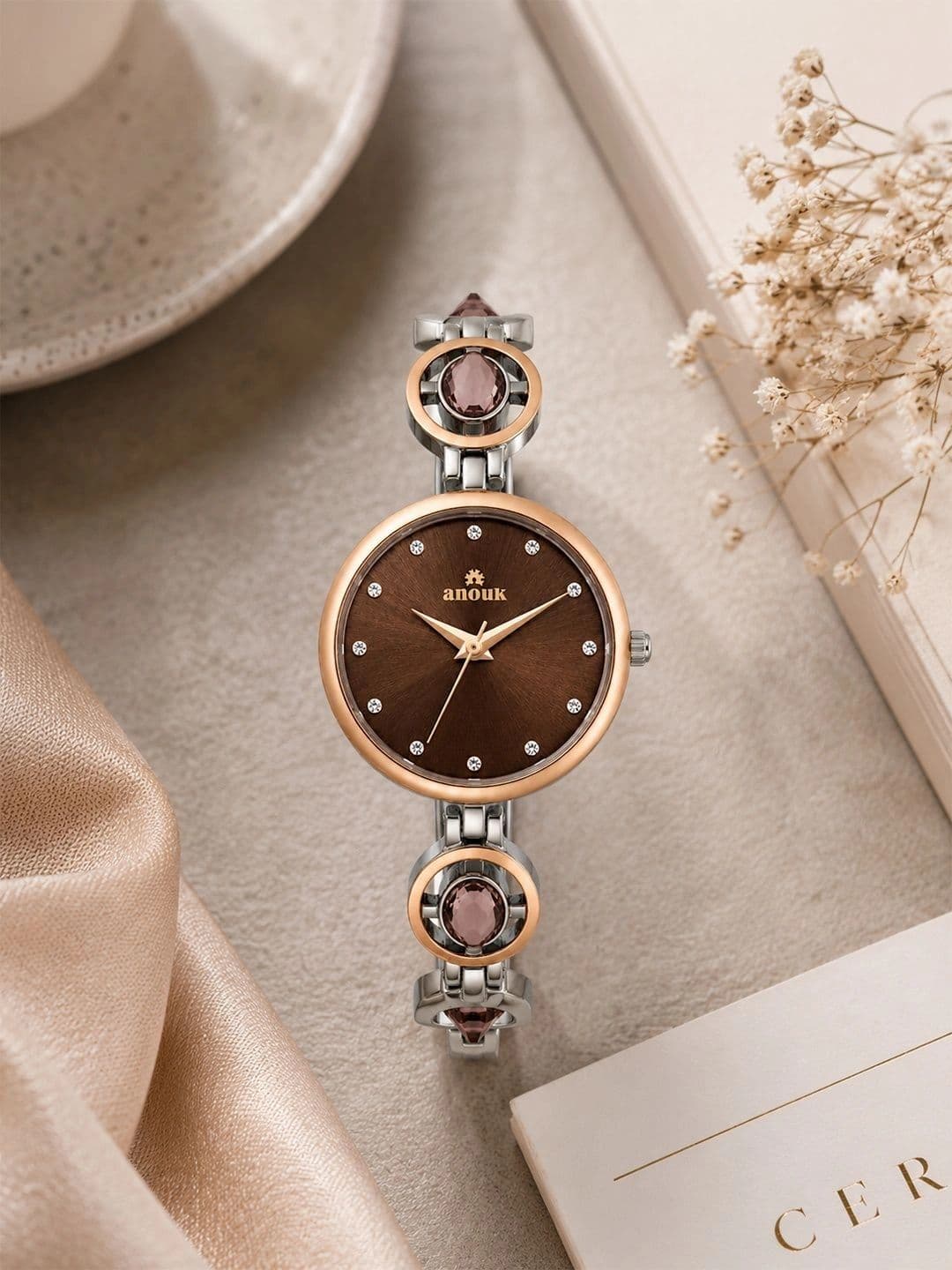 Anouk Women Dial & Stainless Steel Bracelet Style Straps Analogue Watch AN105-SSRGCASE-BRNDIAL-SSRGSTP - view 1