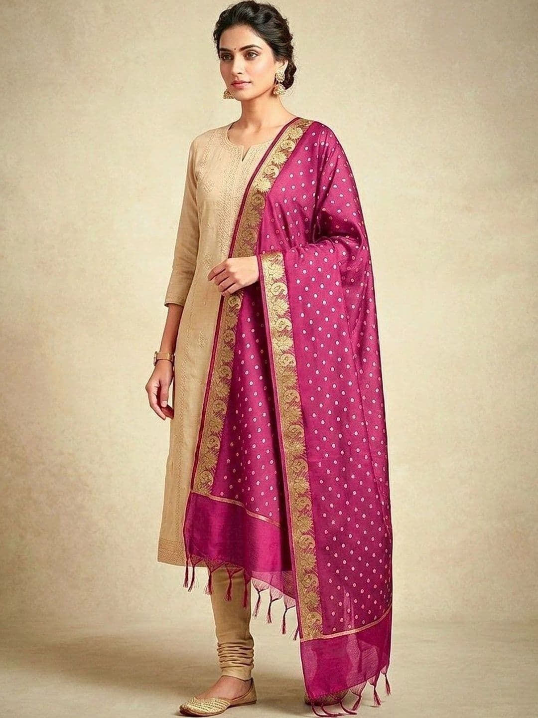 The SDF India Ethnic Motifs Woven Design Dupatta with Zari - view 1