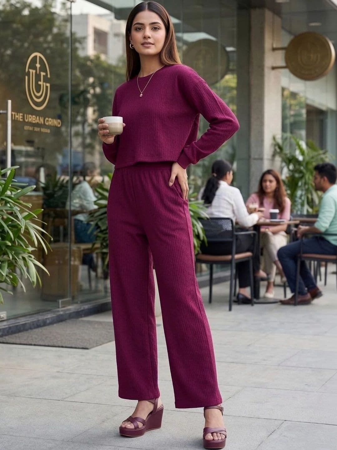 Merira Self Design Top with Trousers - view 1