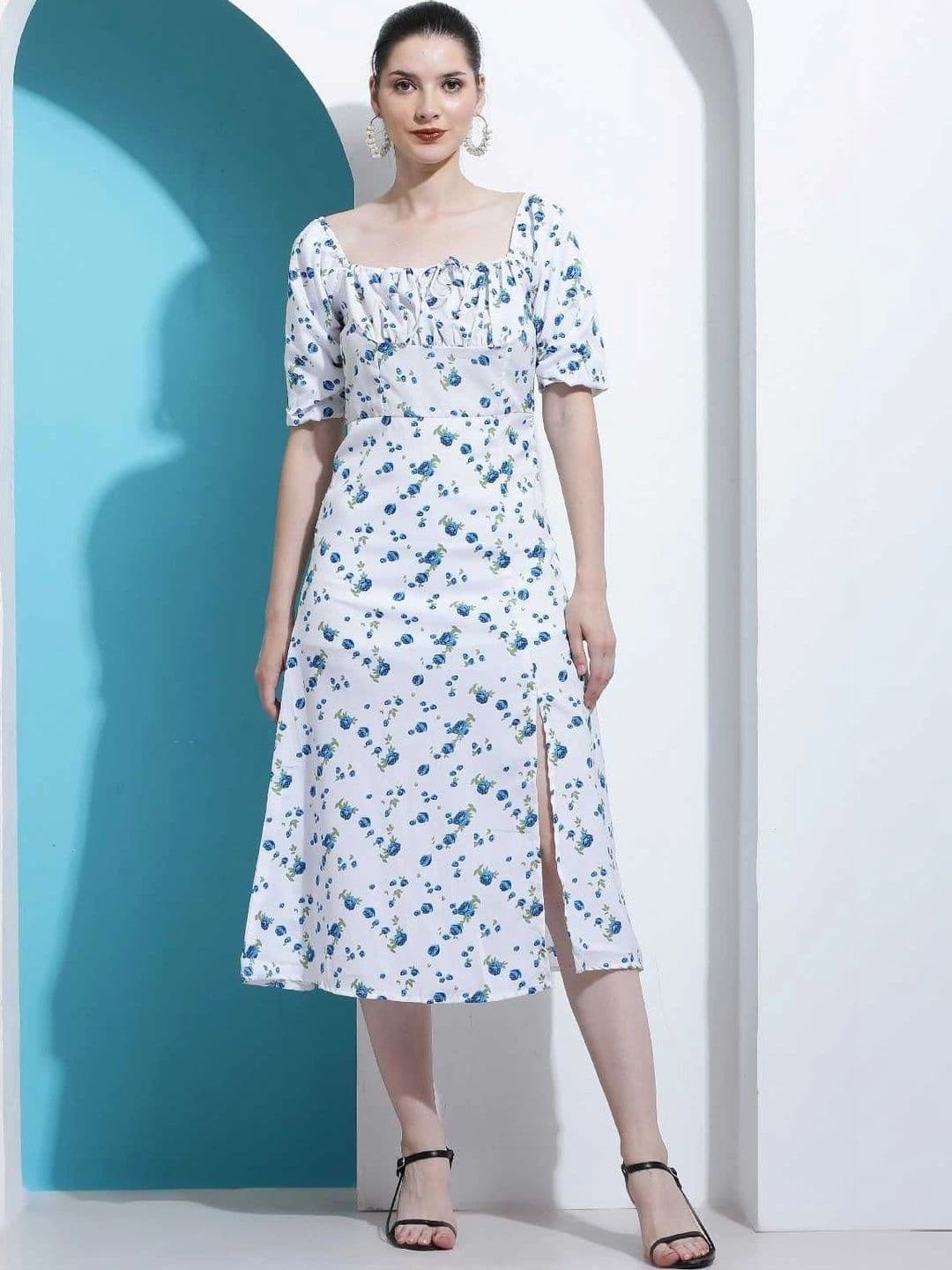 ZESHE MESHE Floral Print A-Line Midi Dress - view 1