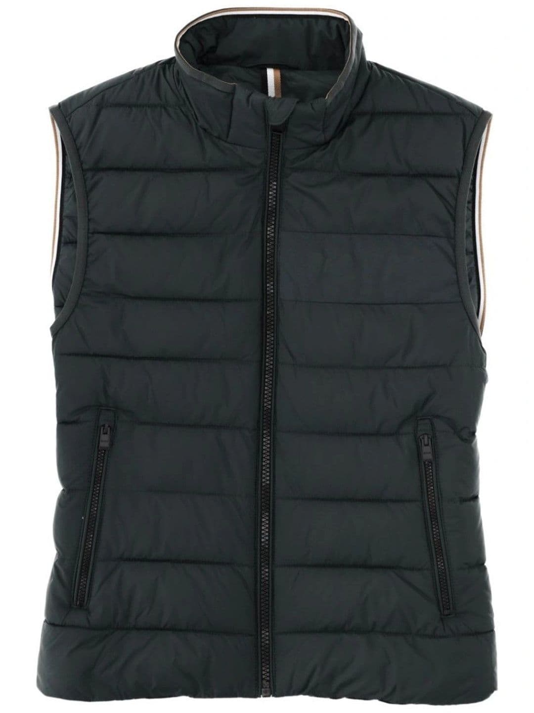 BOSS Dark Green Quilted Band Collar Top - view 1