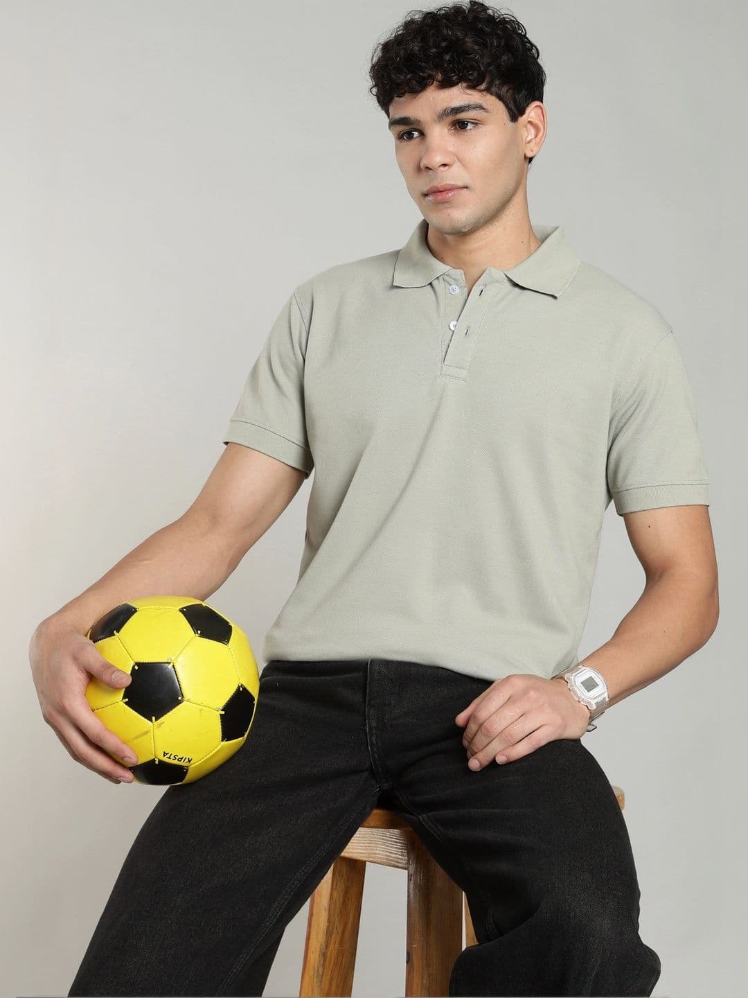 R.Code by The Roadster Life Co. Men Polo Collar Pure Cotton Blend T-shirt - view 1