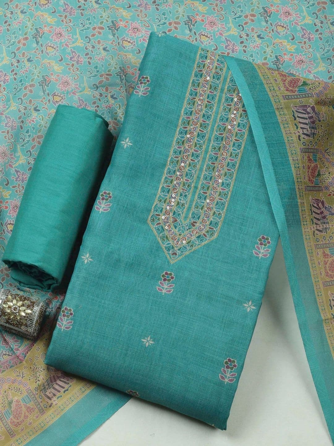 Meena Bazaar Printed Unstitched Dress Material - view 1