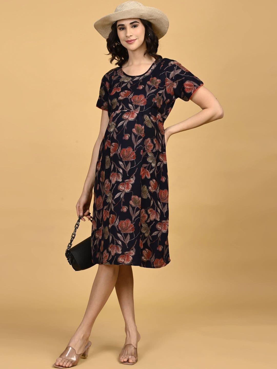 Minelli Floral Print Maternity A-Line Dress - view 1