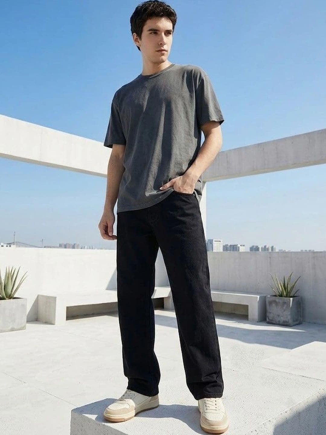 HERE&NOW Men Relaxed Fit Mid-Rise Stretchable Jeans - view 1
