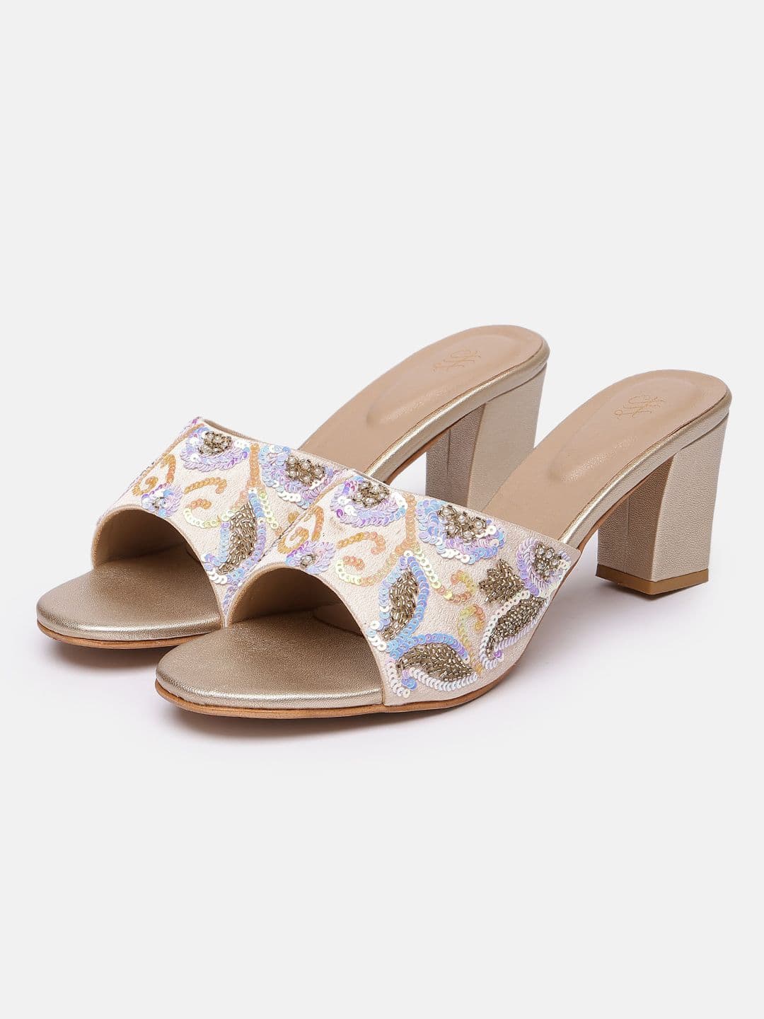 House of Pataudi Ethnic Embellished Block Heeled Sandals - view 1