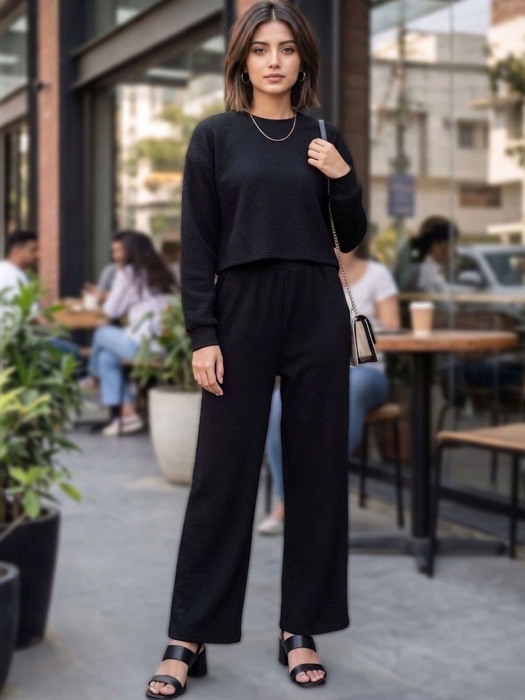 Merira Self Design Sweater with Trousers - view 1