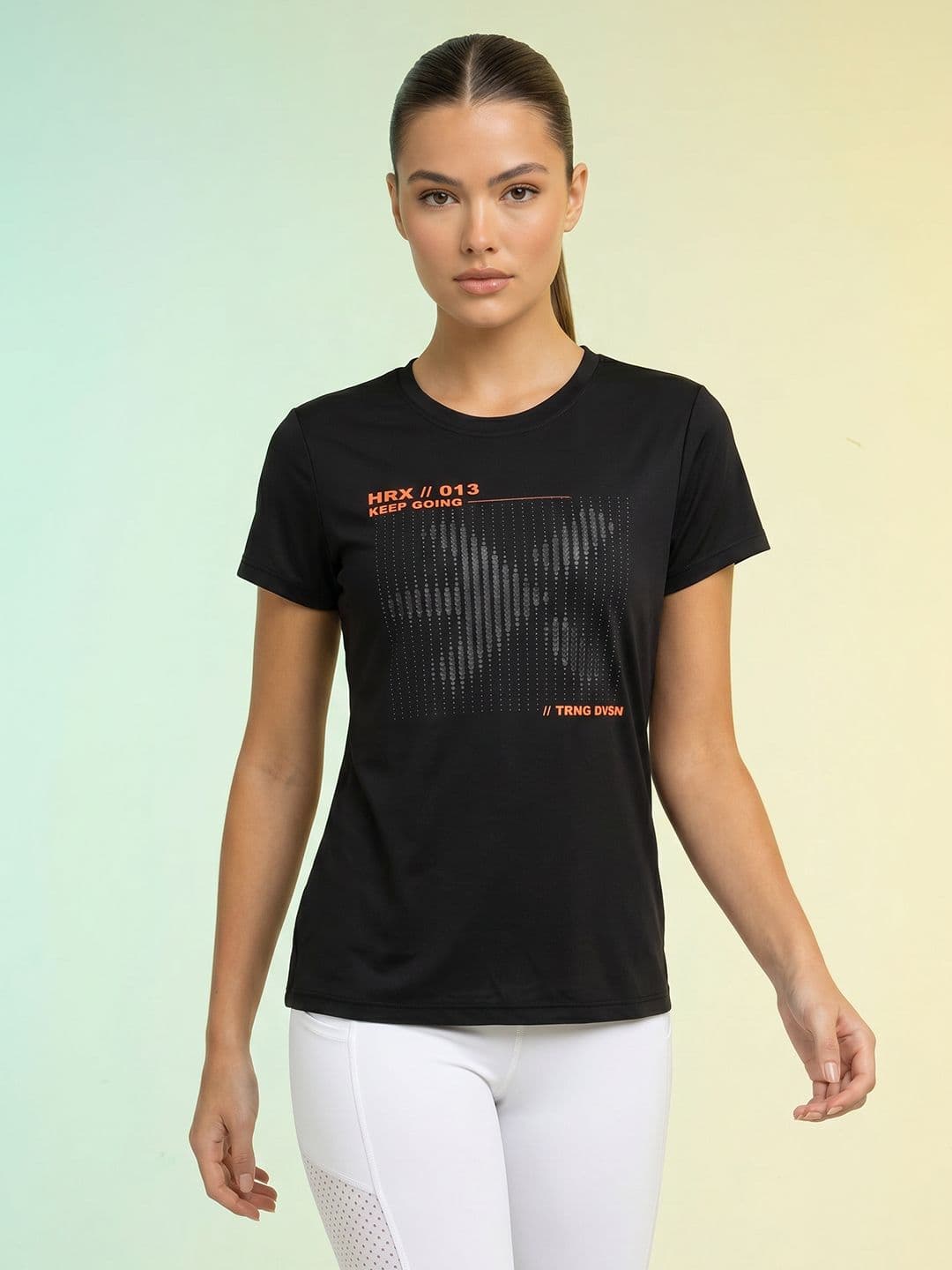 HRX by Hrithik Roshan Brand Logo Printed Rapid Dry Training T-shirt - view 1