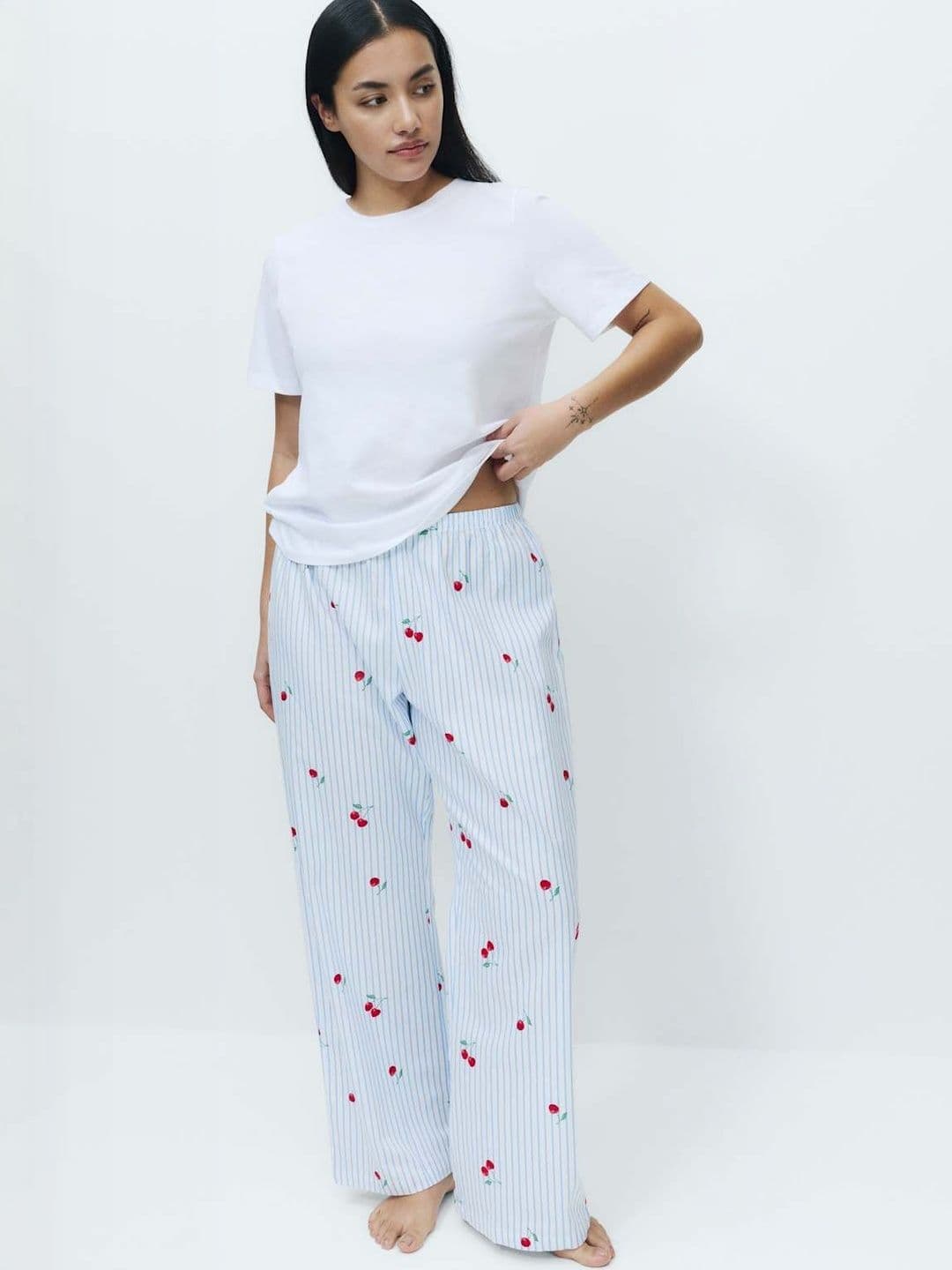 Marks & Spencer Pure Cotton Pyjama Set With Woven Bottoms - view 1