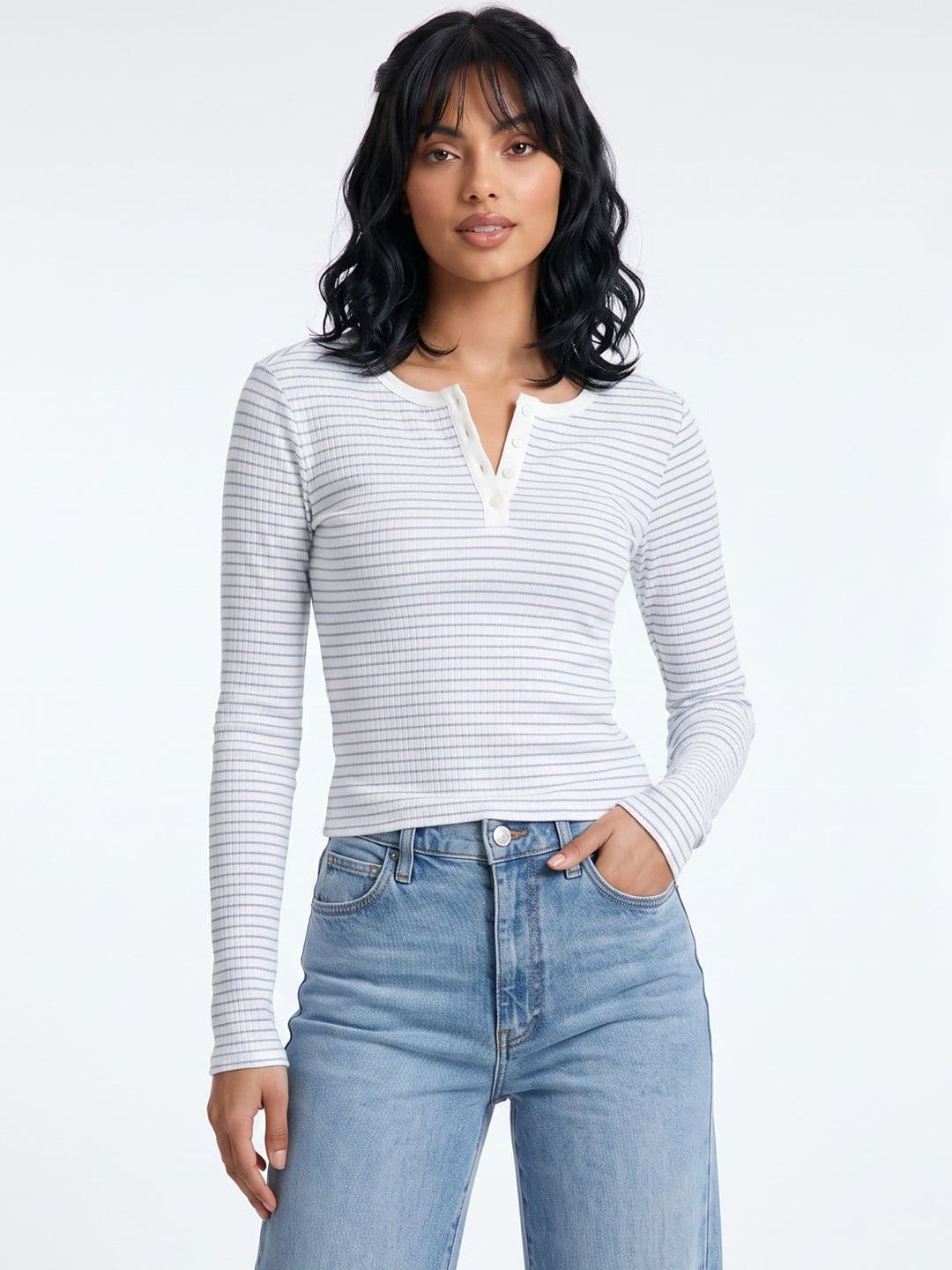 glitchez Striped Pure Cotton Fitted Top - view 1