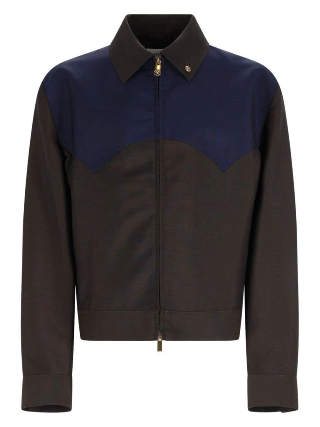 Versace Dark Brown Color Block Jacket - view 1