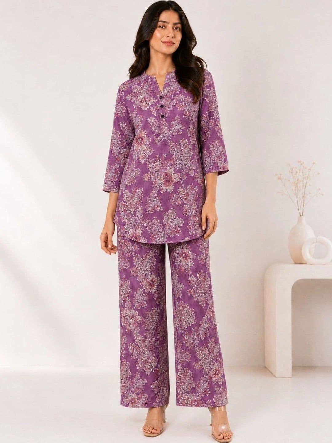 Desimo Floral Printed Top with Palazzos - view 1
