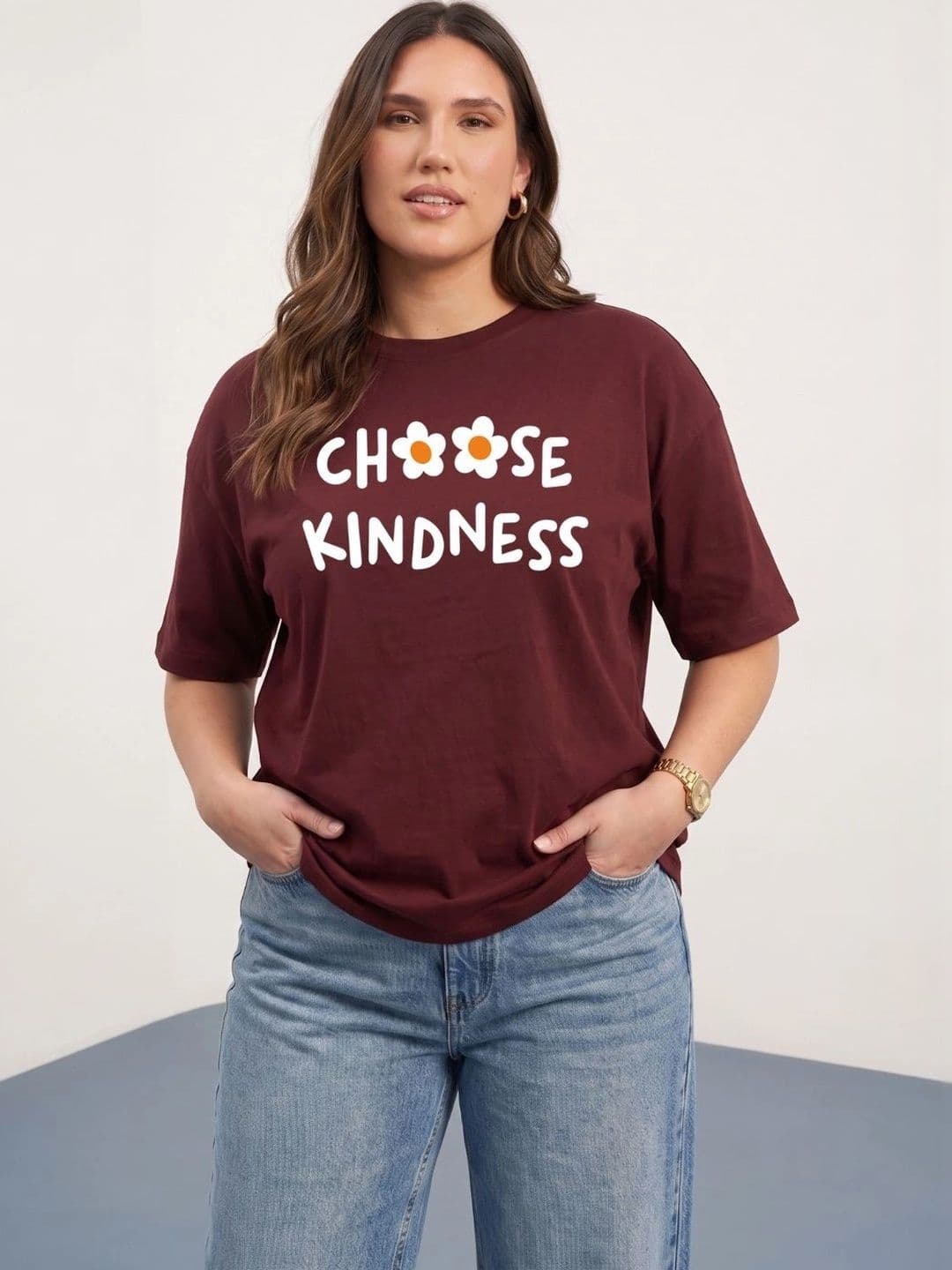 Toodle Plus Plus Size Women Typography Printed Drop-Shoulder Sleeves T-shirt - view 1