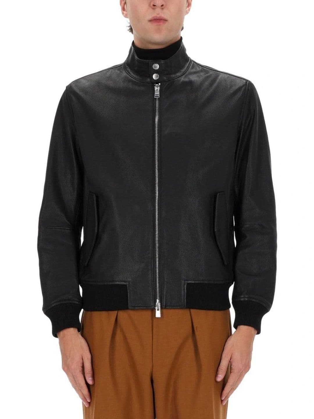 BOSS Men Leather Bomber Jacket - view 1