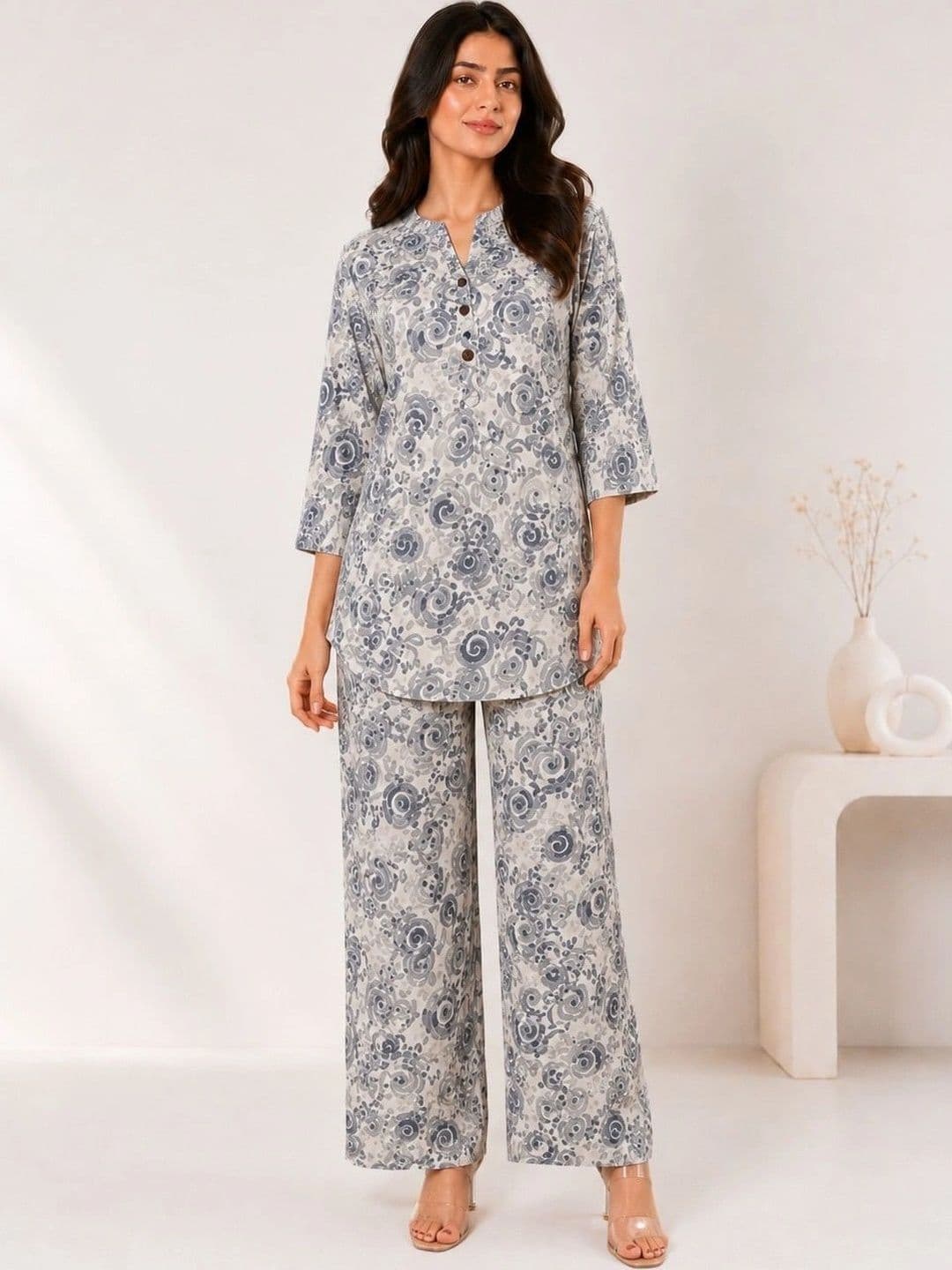 Desimo Floral Printed Tunic with Palazzos - view 1