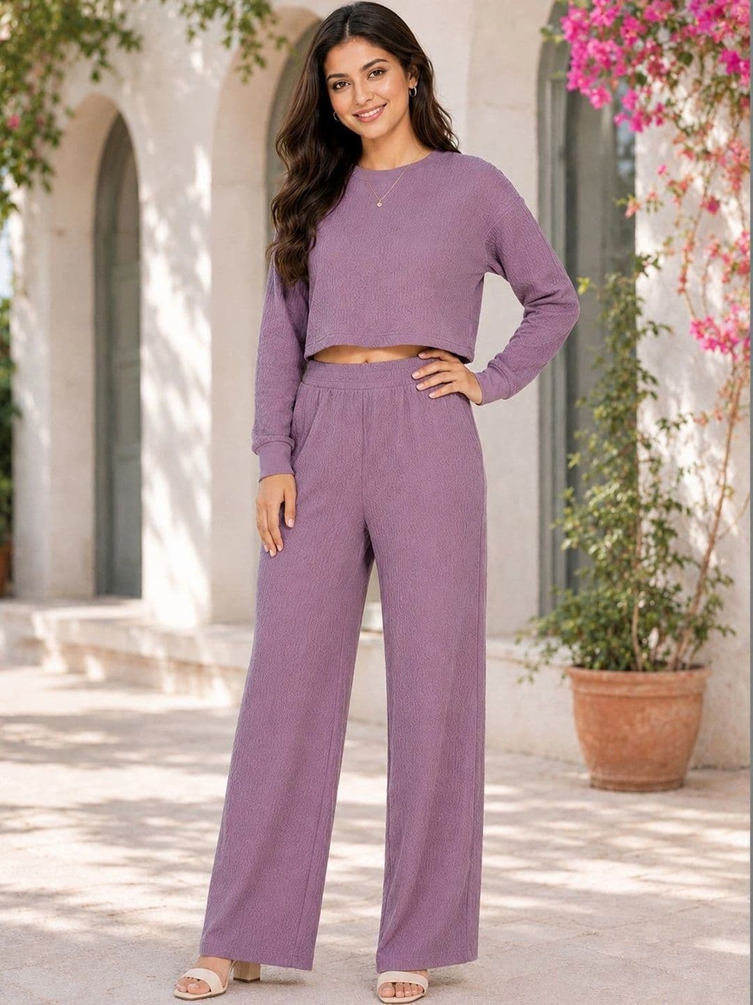 Merira Self Design Sweater with Trousers - view 1