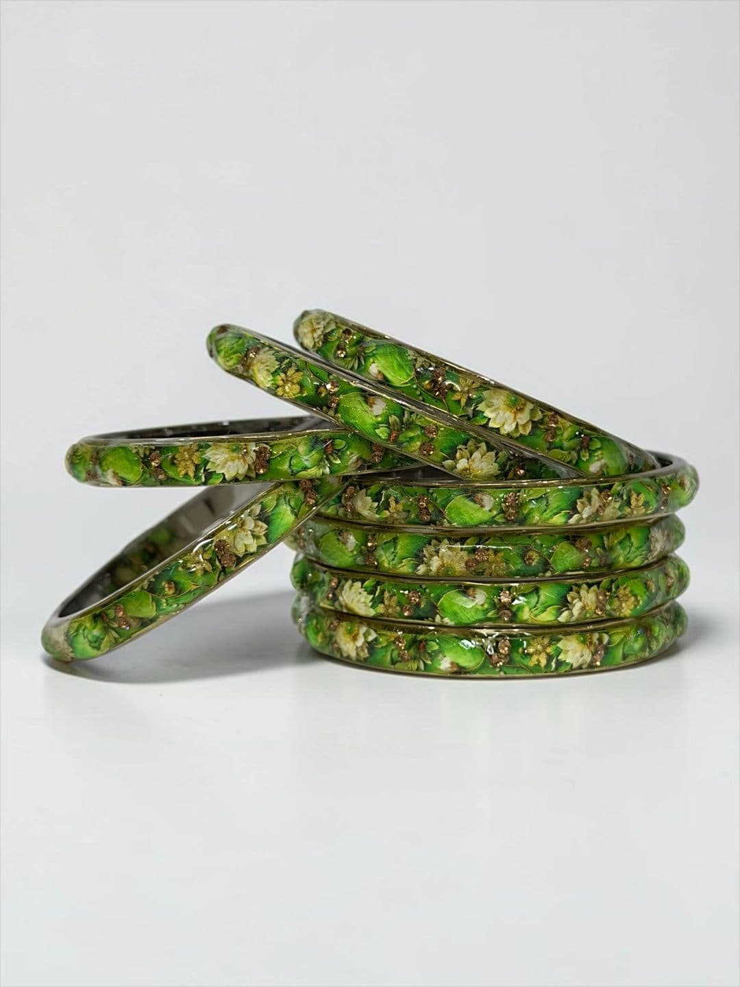 PRIYA KANGAN Enamelled Stone Studded & Beaded Bangle - view 1
