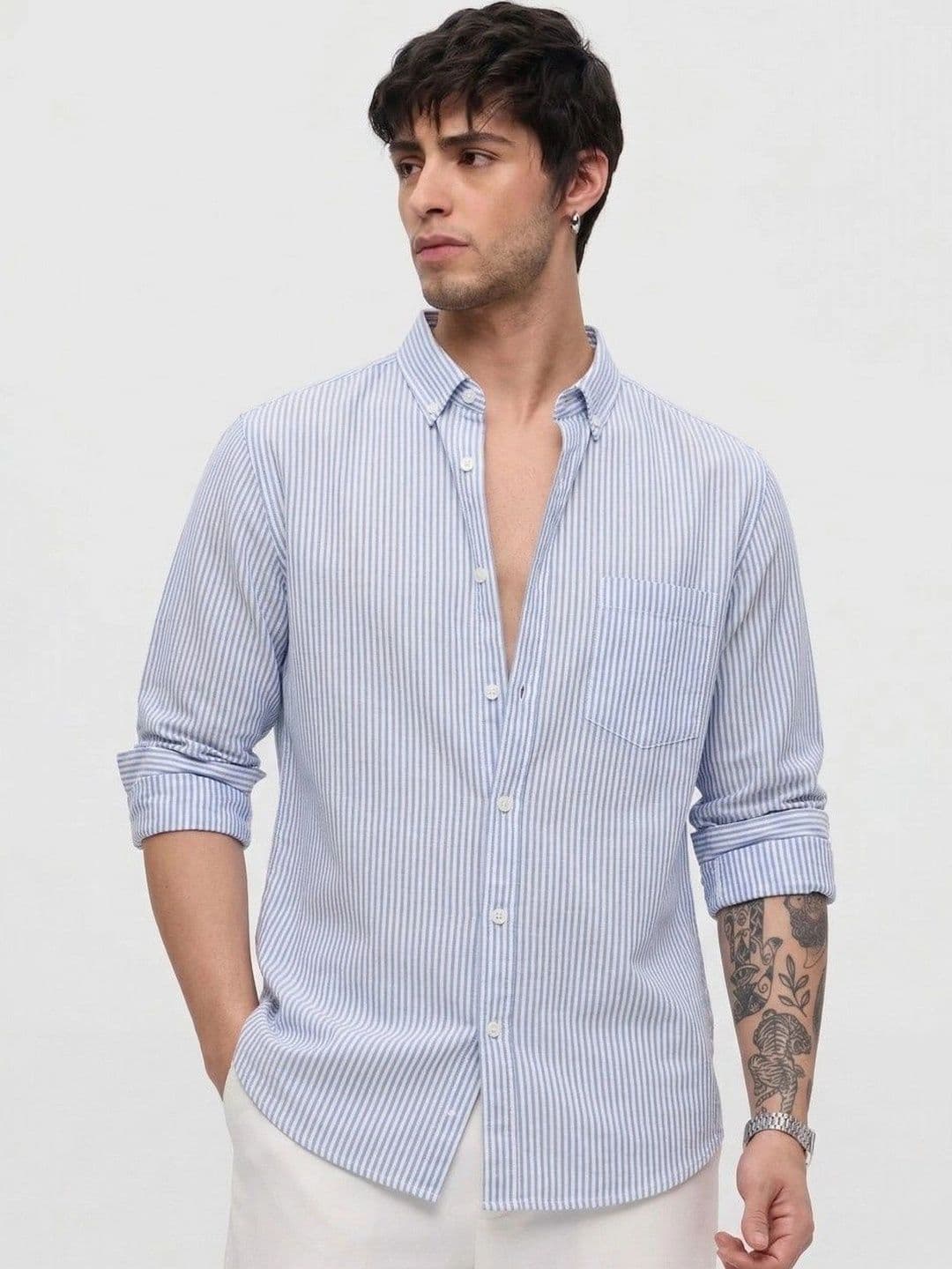 R.Code by The Roadster Life Co. Men Modern Slim Fit Striped Casual Shirt - view 1