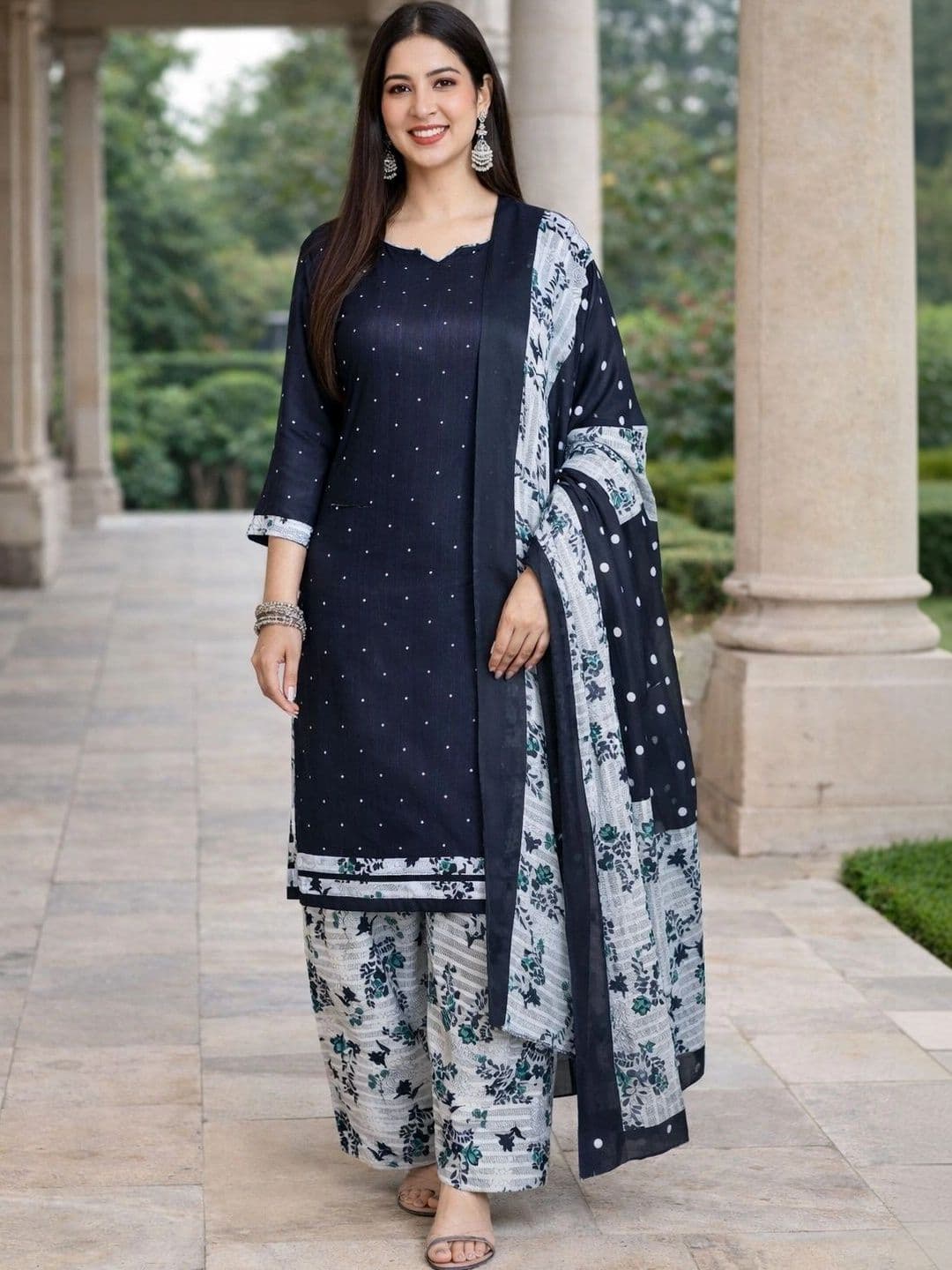 Merira Women Ethnic Motifs Printed Regular Kurta with Palazzos & With Dupatta - view 1