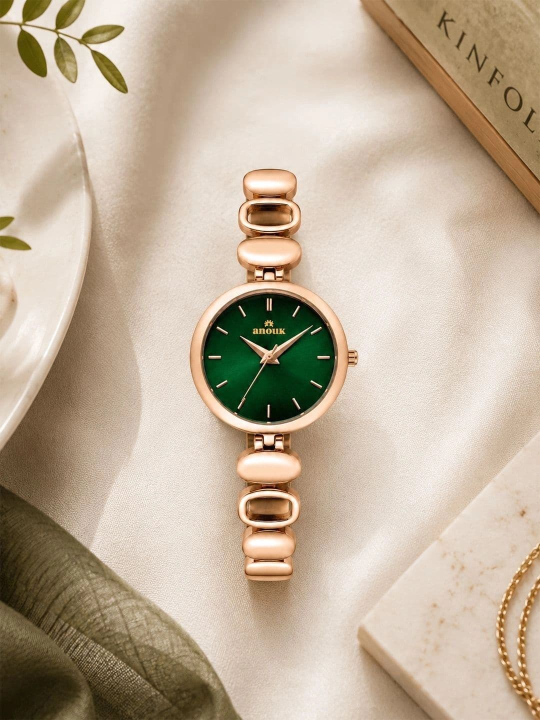 Anouk Women Dial & Stainless Steel Bracelet Style Straps Analogue Watch AN158-RGCASE-GREENDIAL-RGSTP - view 1