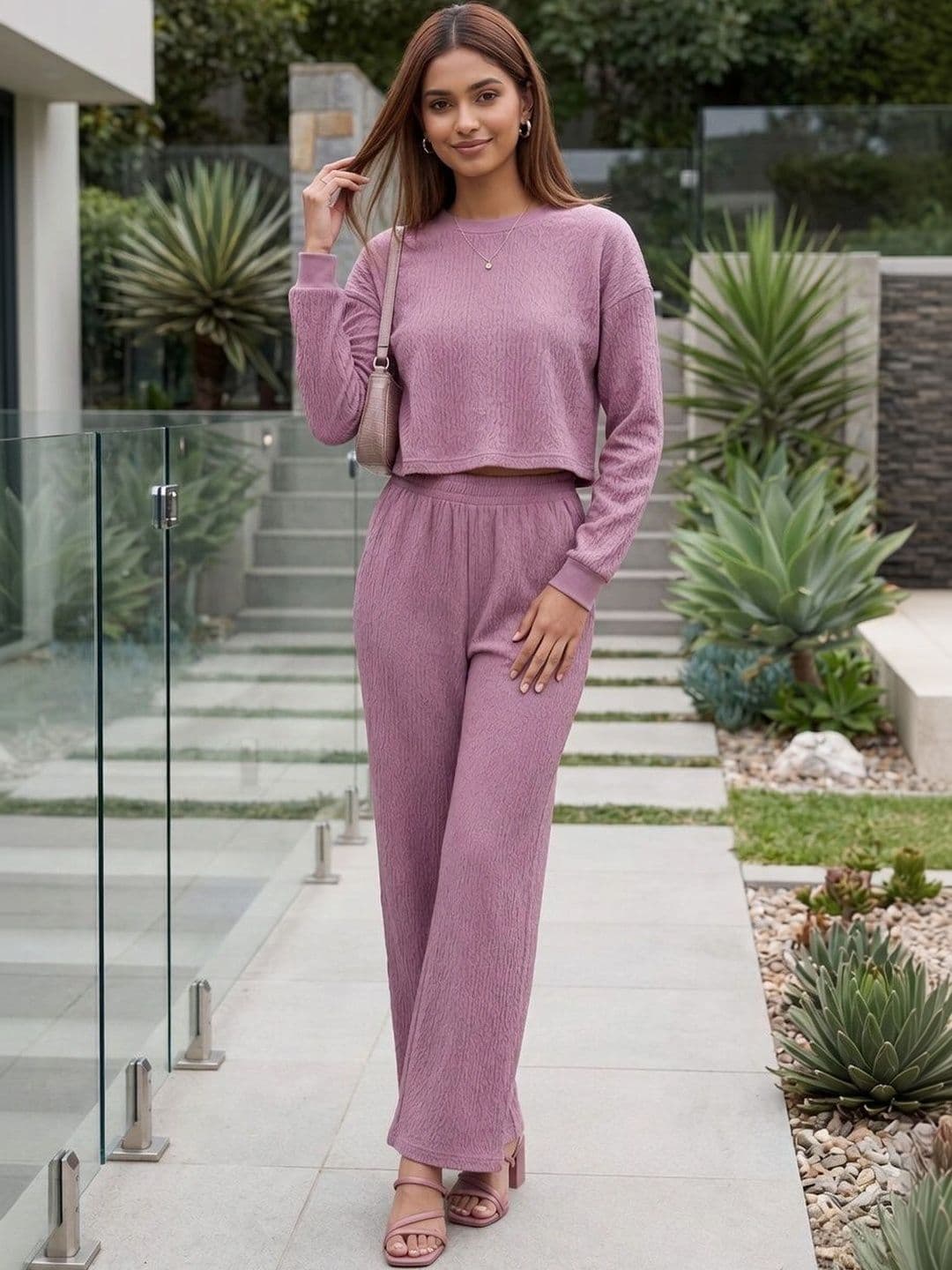 Merira Self Design Sweater with Palazzos - view 1