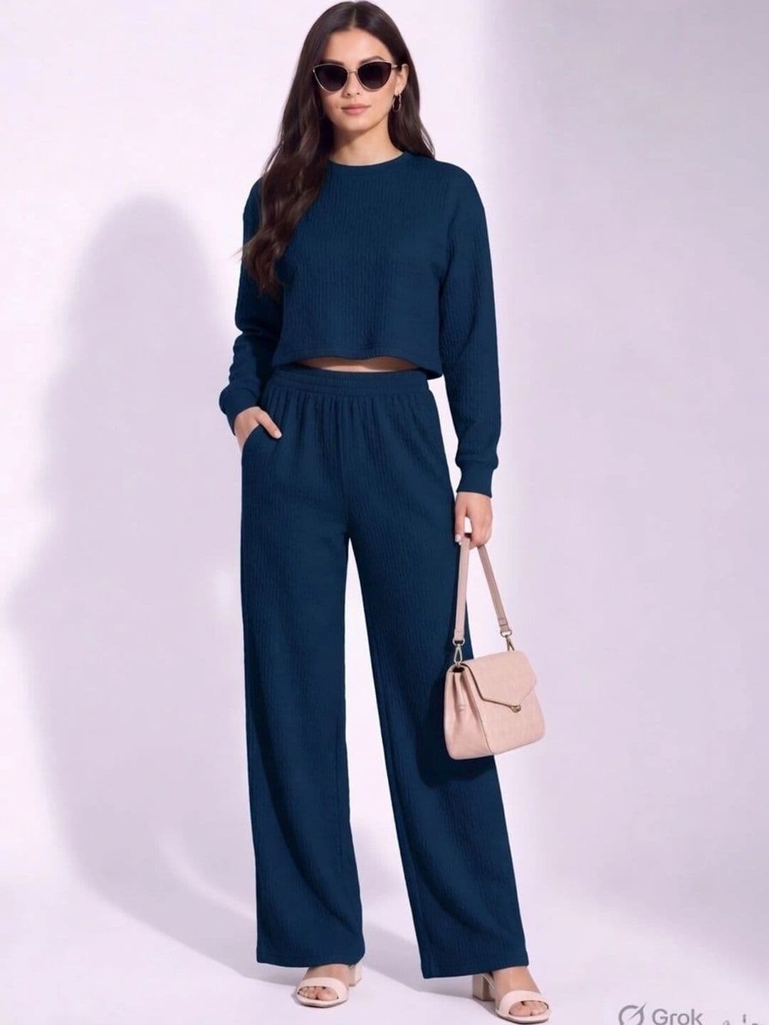 Merira Self Design Sweater with Palazzos - view 1