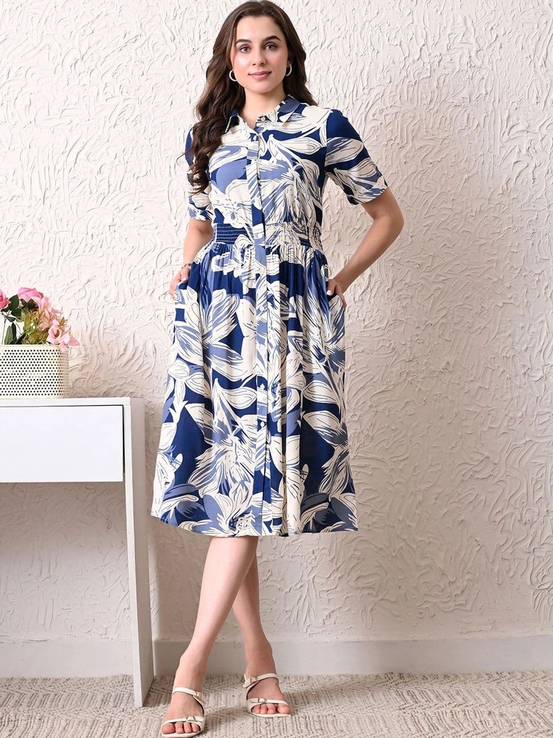 Ikonic klaer Floral Print A-Line Midi Dress - view 1
