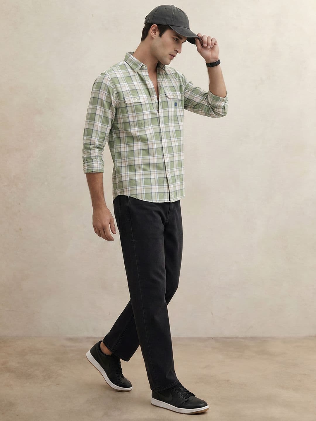 THE SHIRT CODE Checked Pure Cotton Casual Shirt - view 1