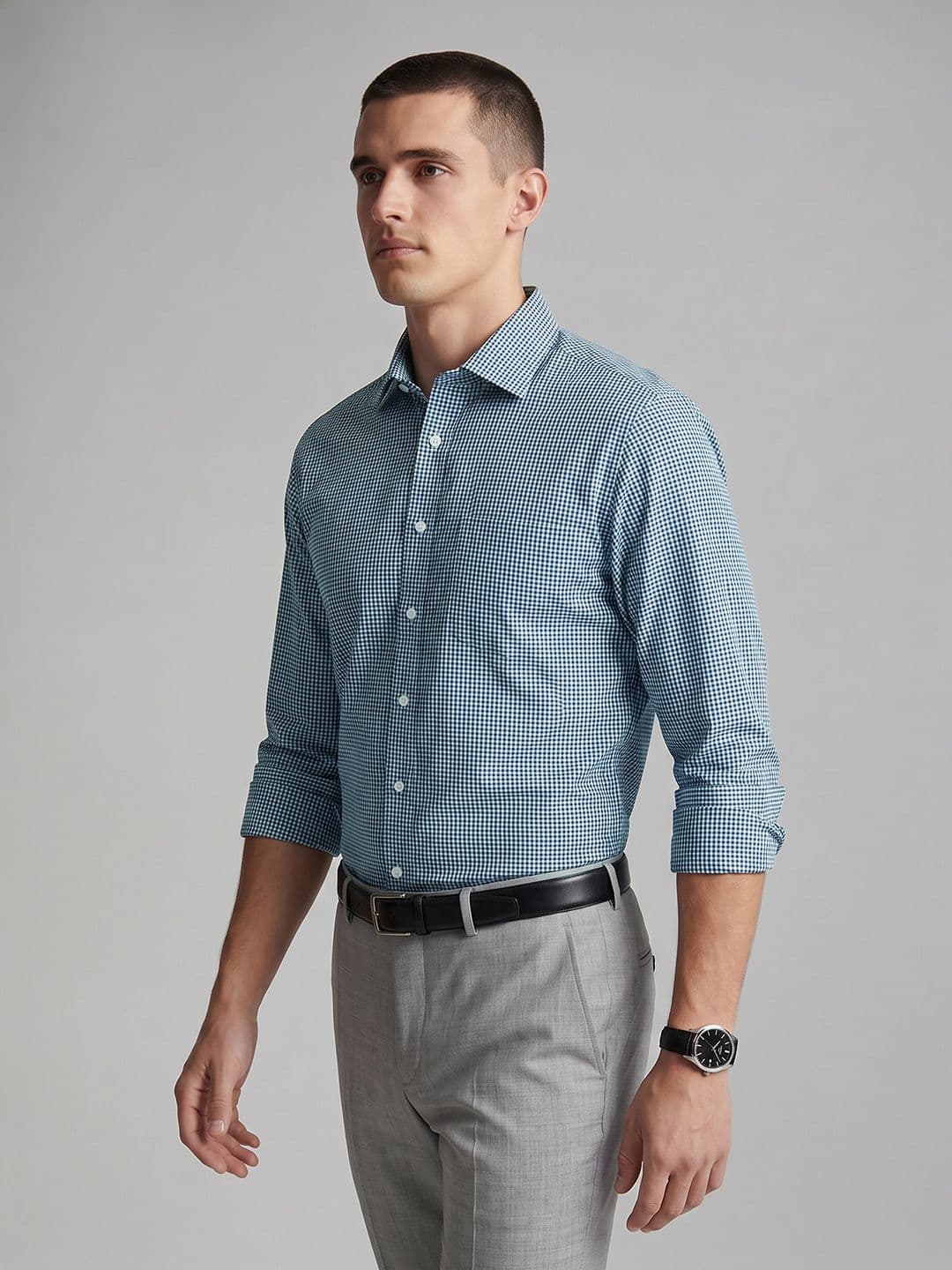 Van Heusen Slim Fit Micro Checked Pure Cotton Formal Shirt - view 1