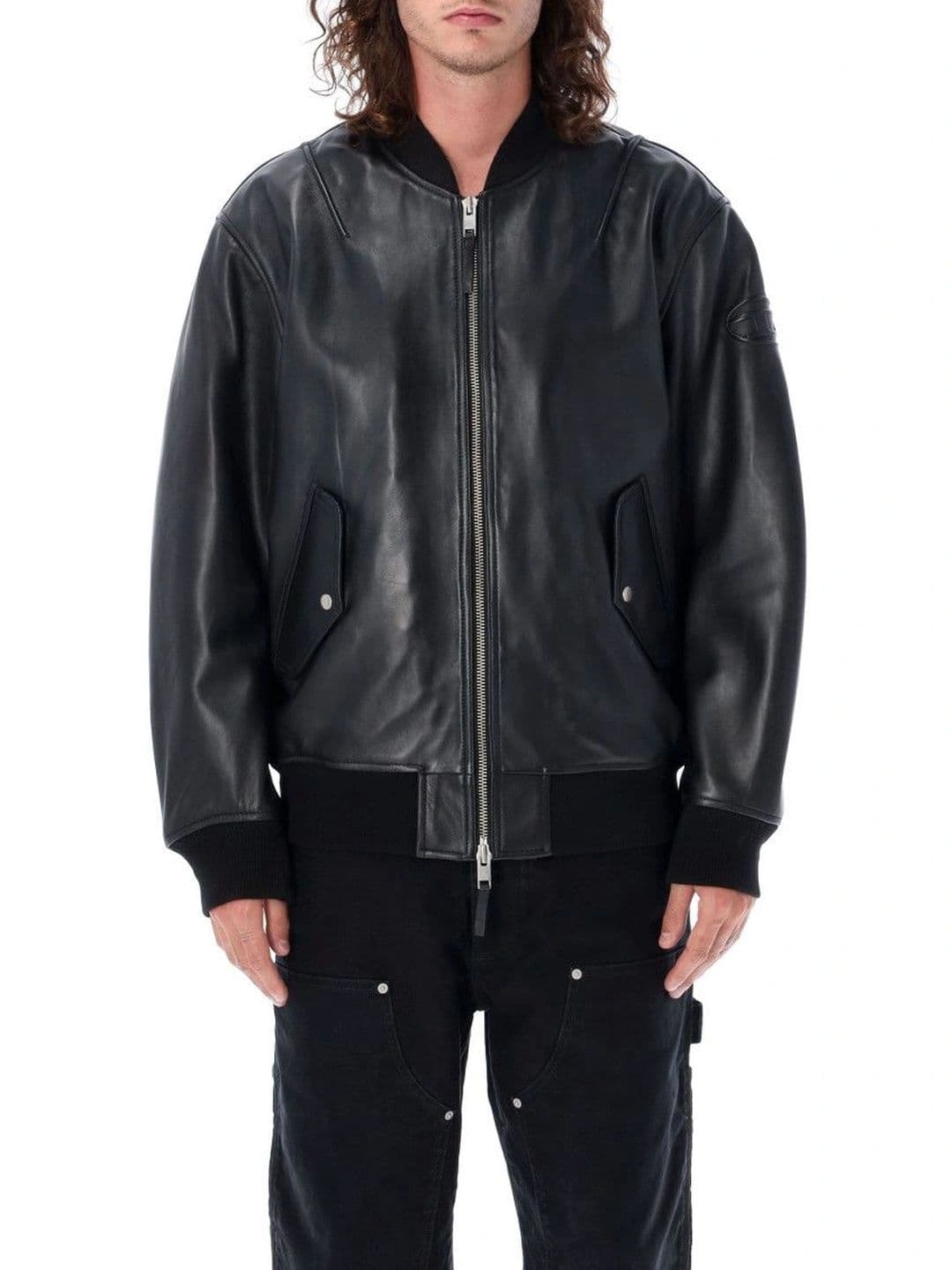 DIESEL Black Leather Jacket - view 1