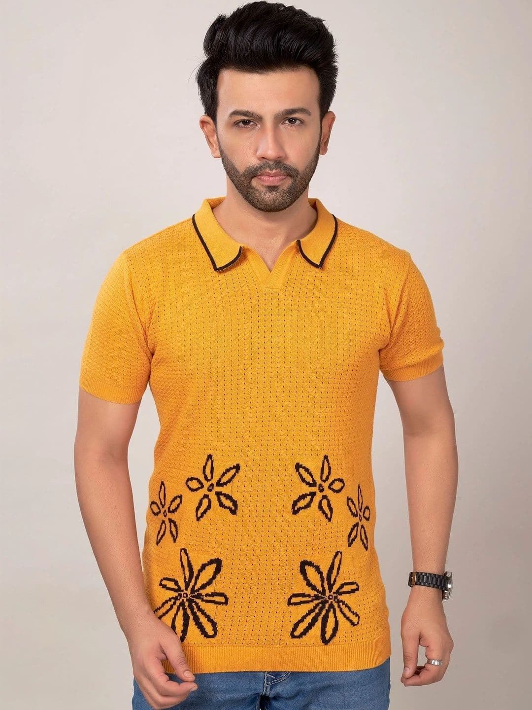 CHOKRA Men Floral Printed Polo Collar T-shirt - view 1