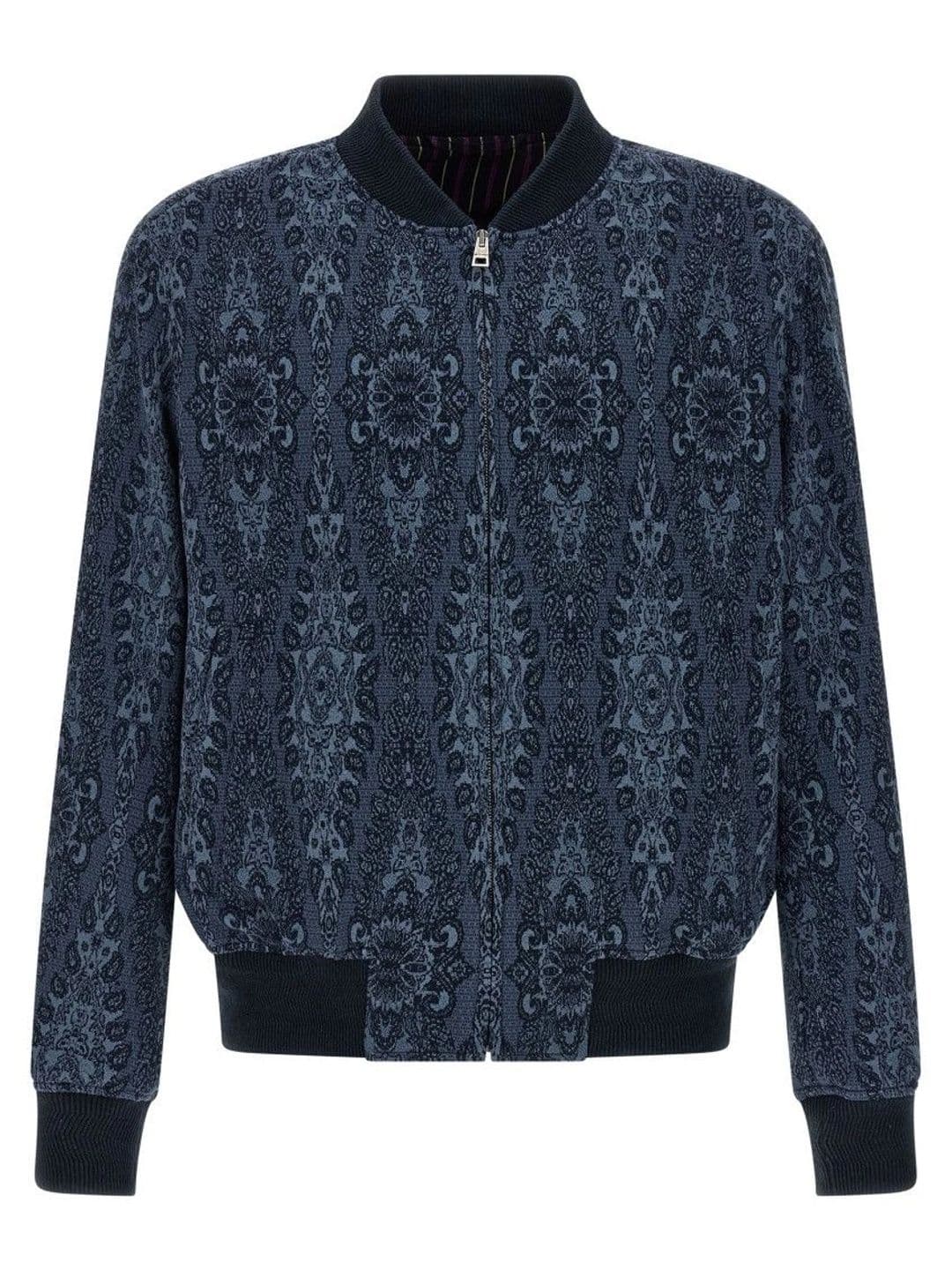 ETRO Blue Jacquard Bomber Jacket - view 1