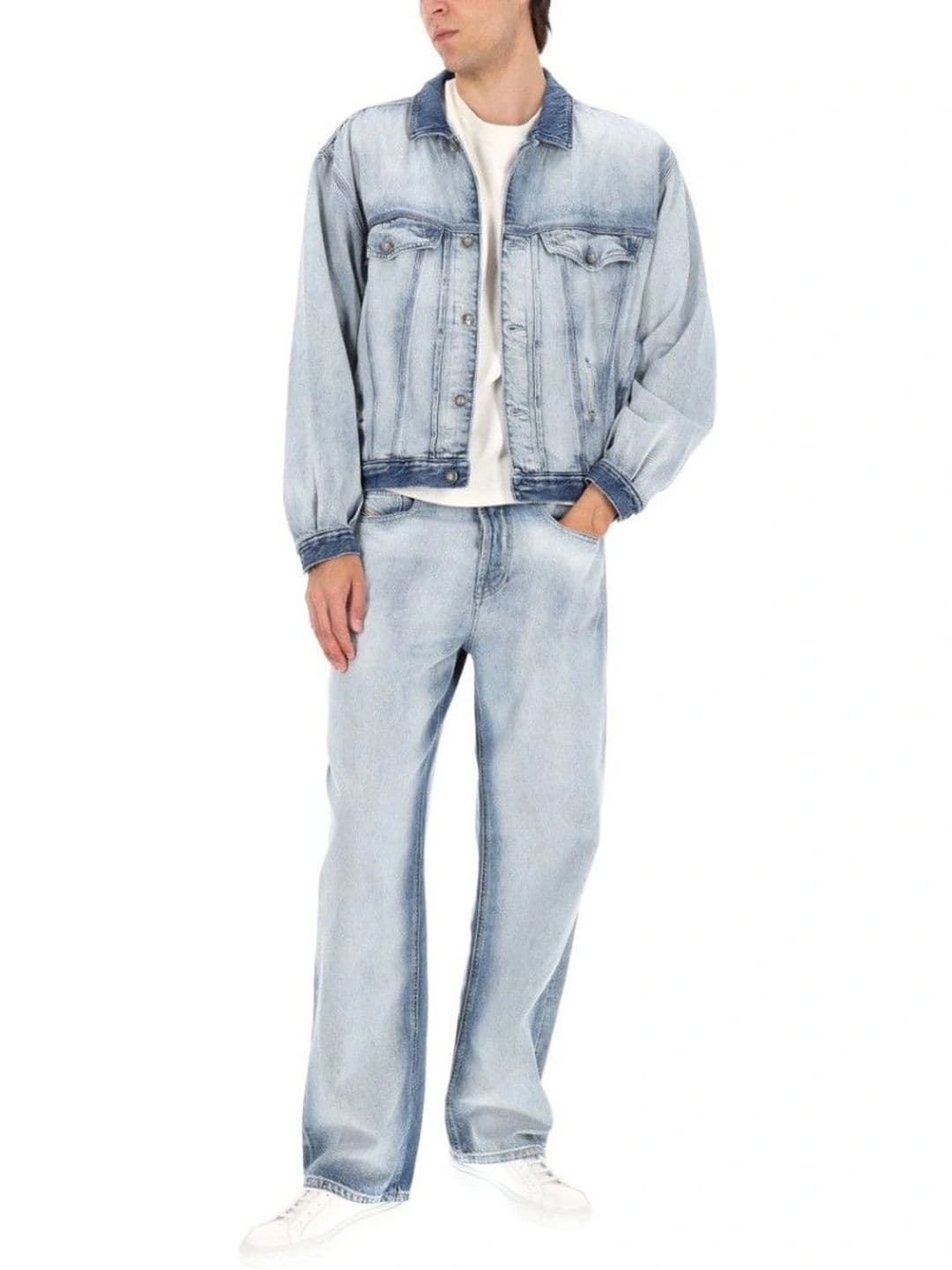 DIESEL Men Washed Denim Solid Shirt Collar Jacket - view 1