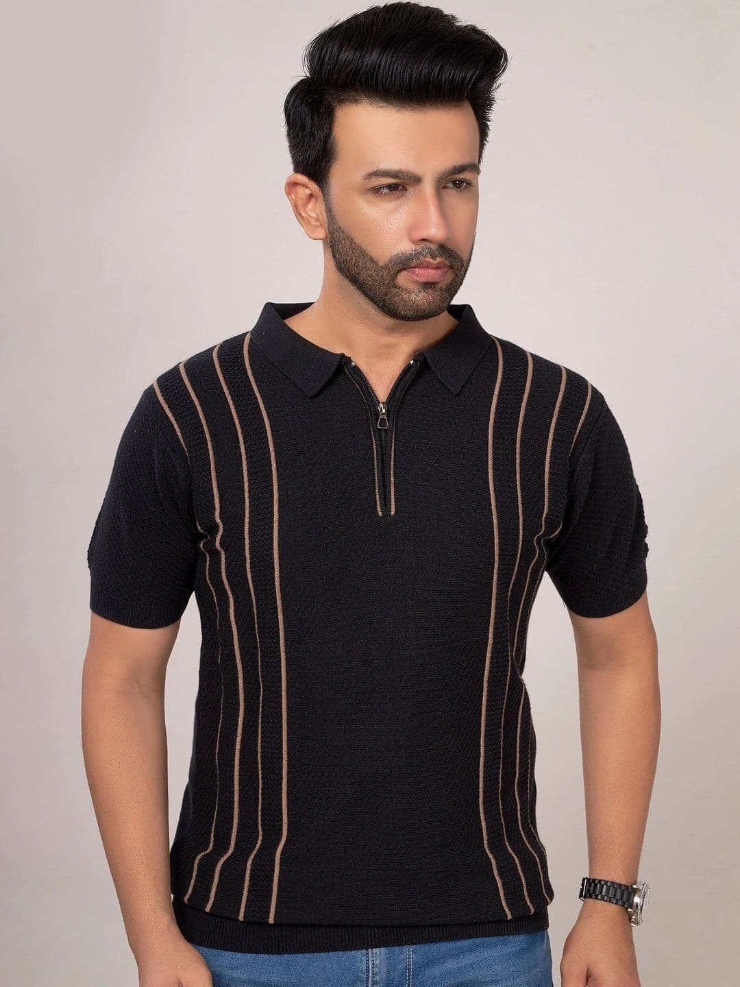 CHOKRA Men Striped Polo Collar T-shirt - view 1