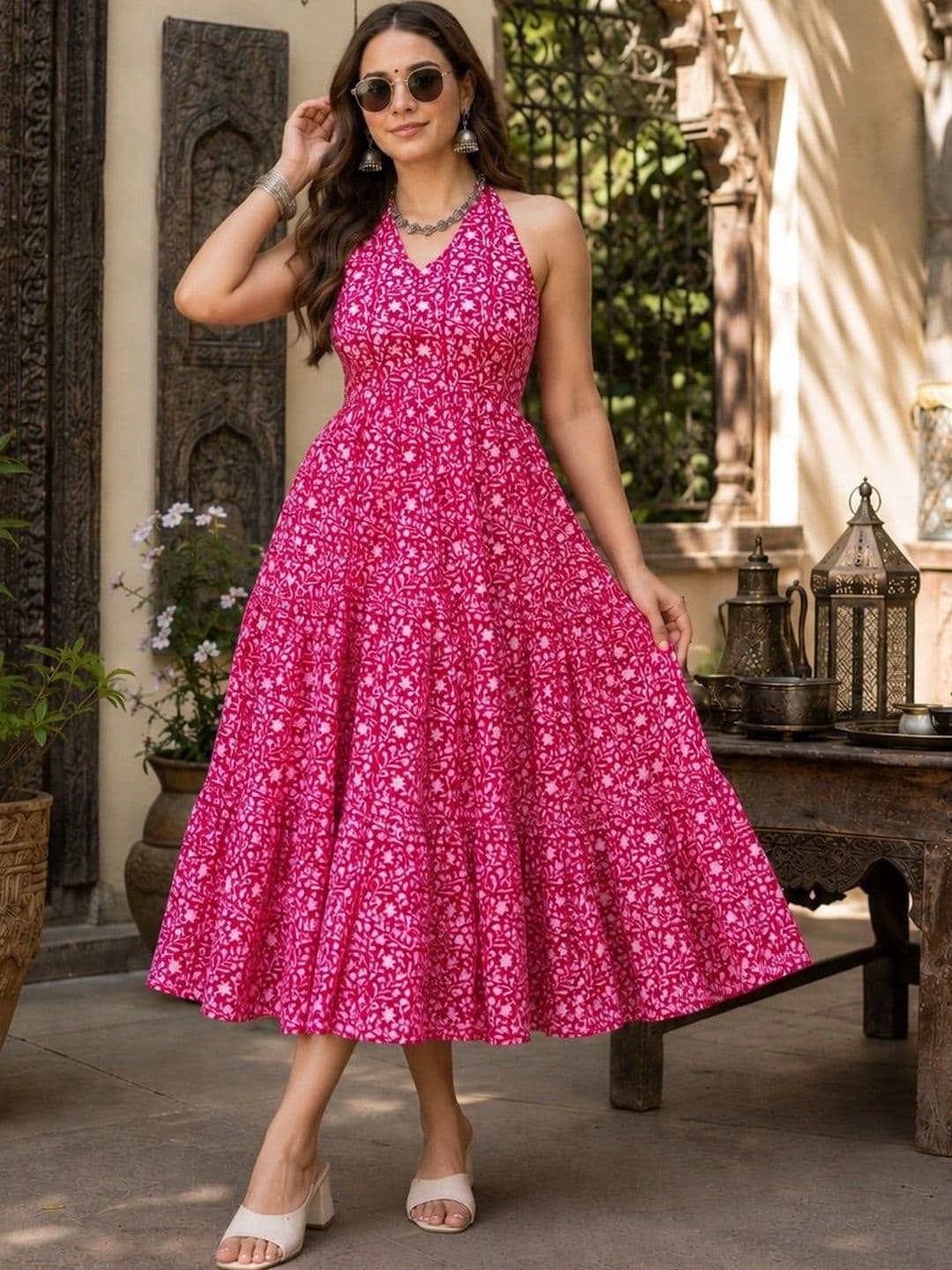 LIAPARO Floral Print Fit & Flare Midi Dress - view 1