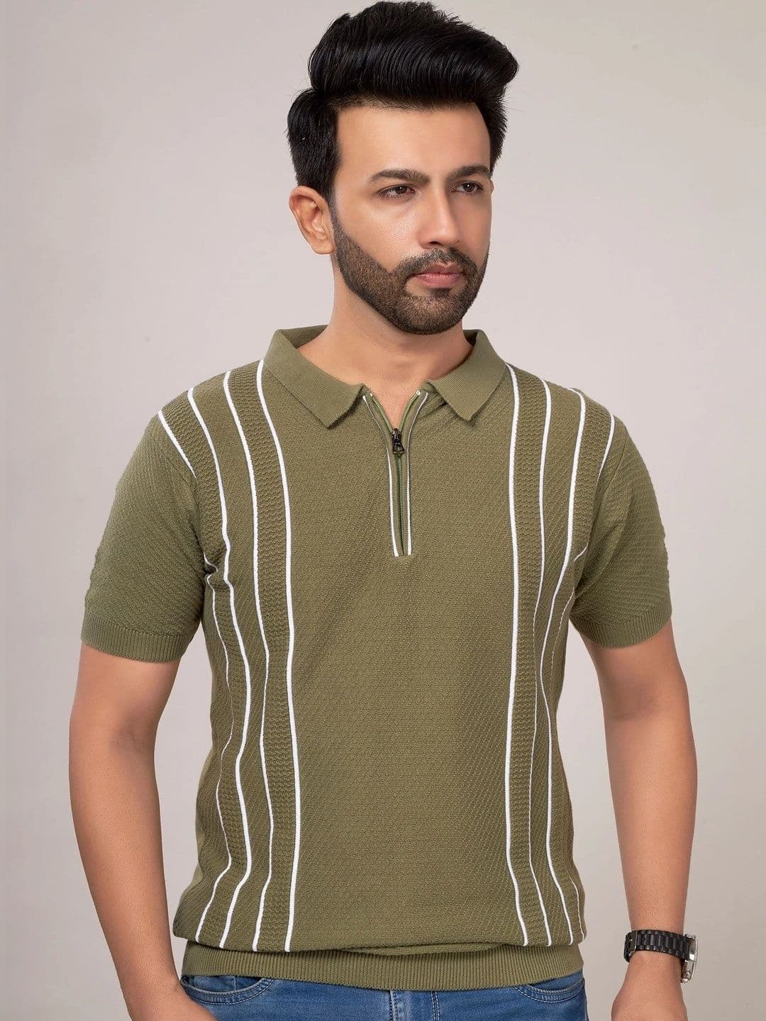 CHOKRA Men Striped Polo Collar T-shirt - view 1