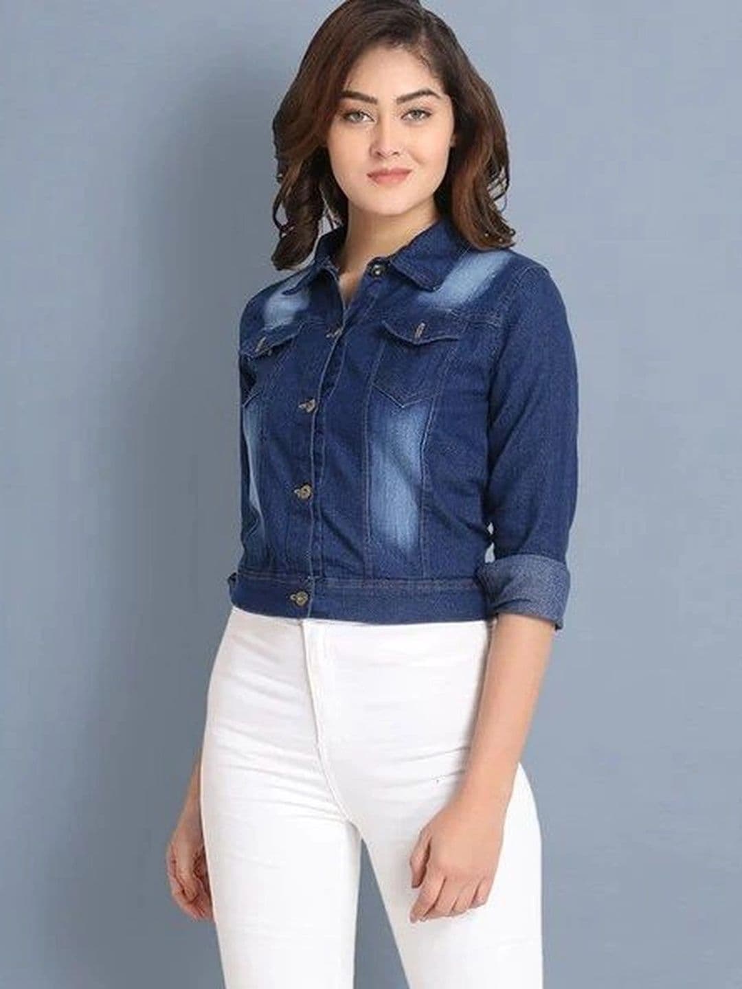 Hrikshika Fashion Women Washed Denim Jacket - view 1