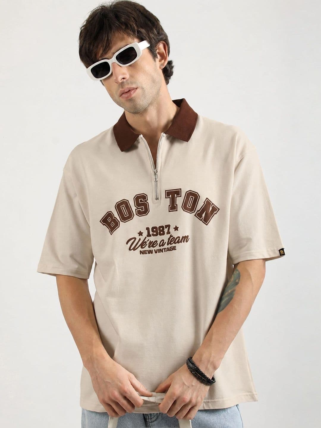 Maniac Men Typography Printed Polo Collar T-shirt - view 1