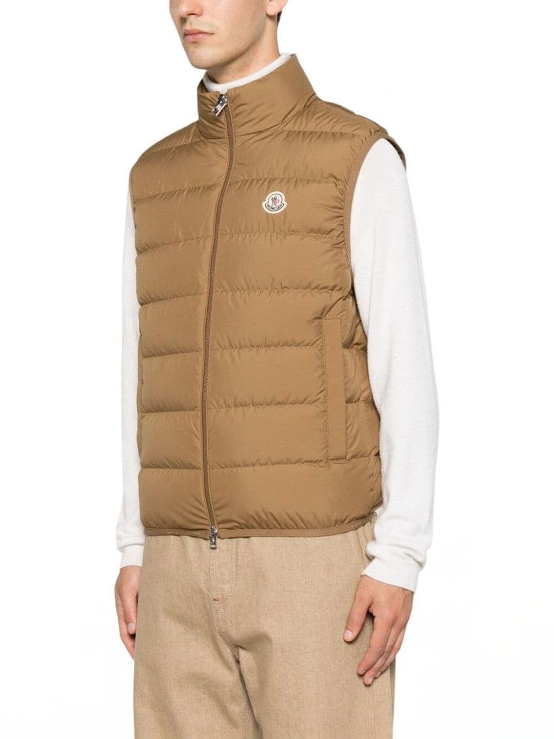 Moncler Beige Logo Sleeveless Jacket - view 1