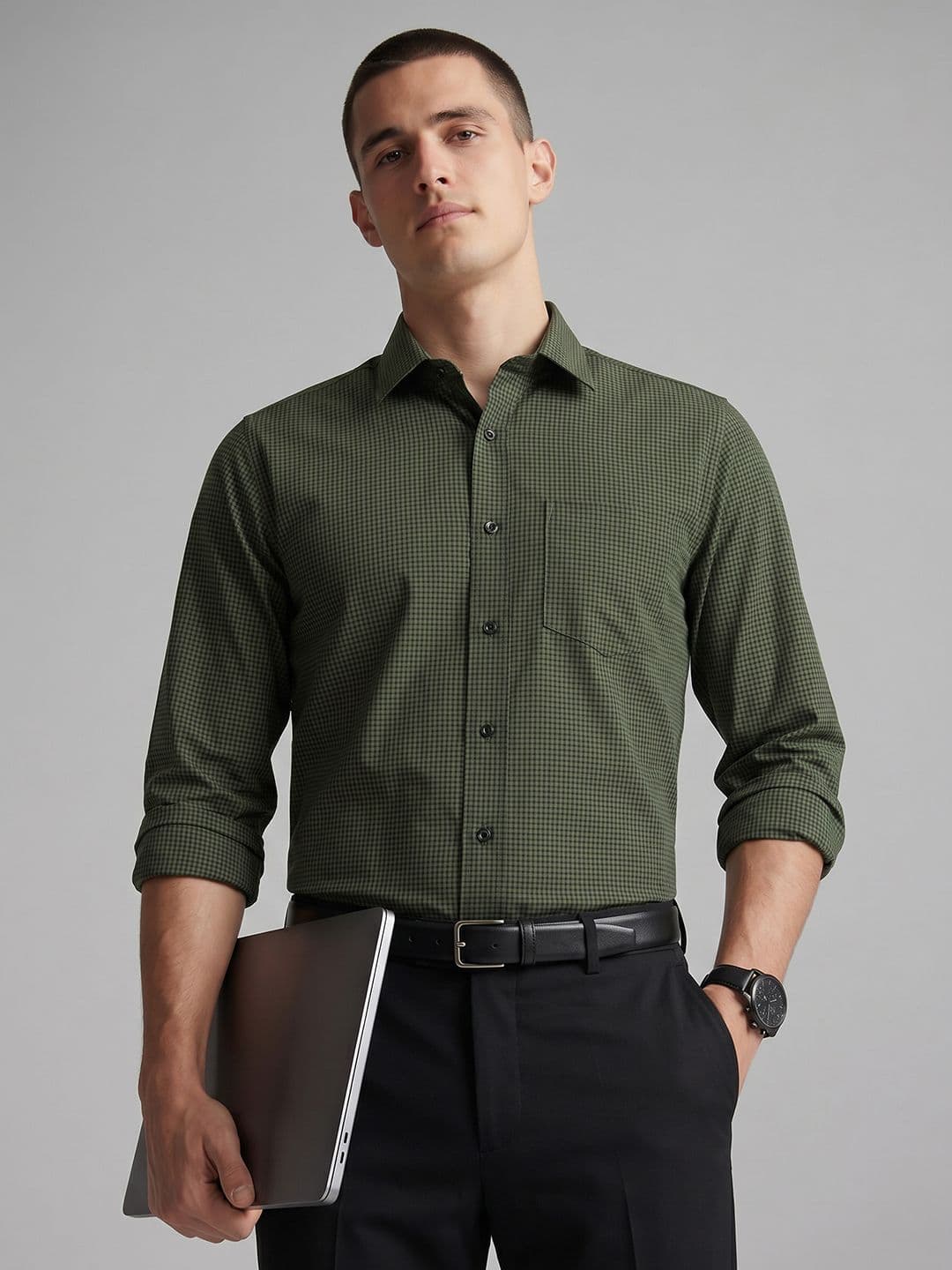 Van Heusen Slim Fit Micro Checked Formal Shirt - view 1