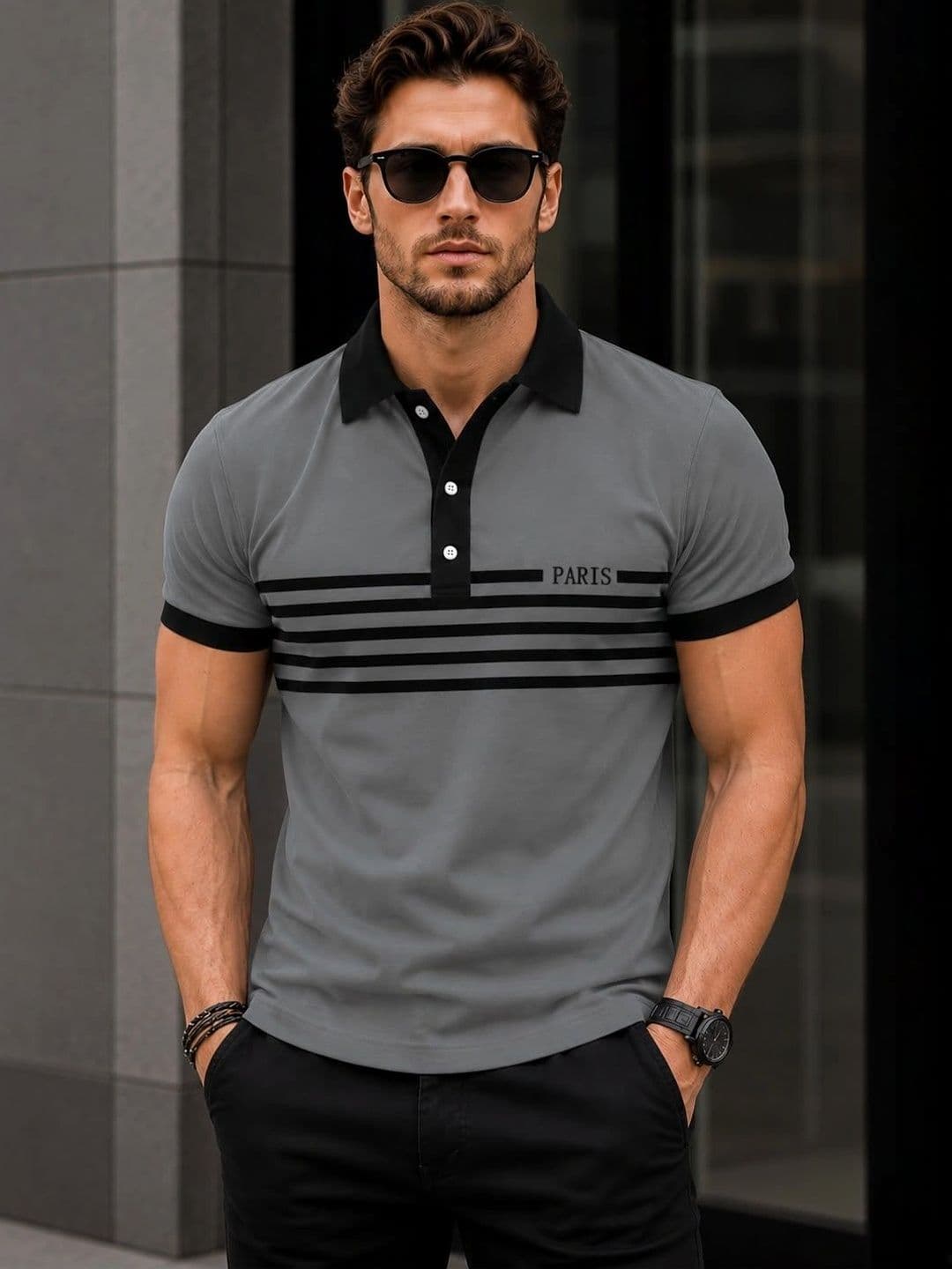 Moda Rapido Men Typography Printed Polo Collar T-shirt - view 1