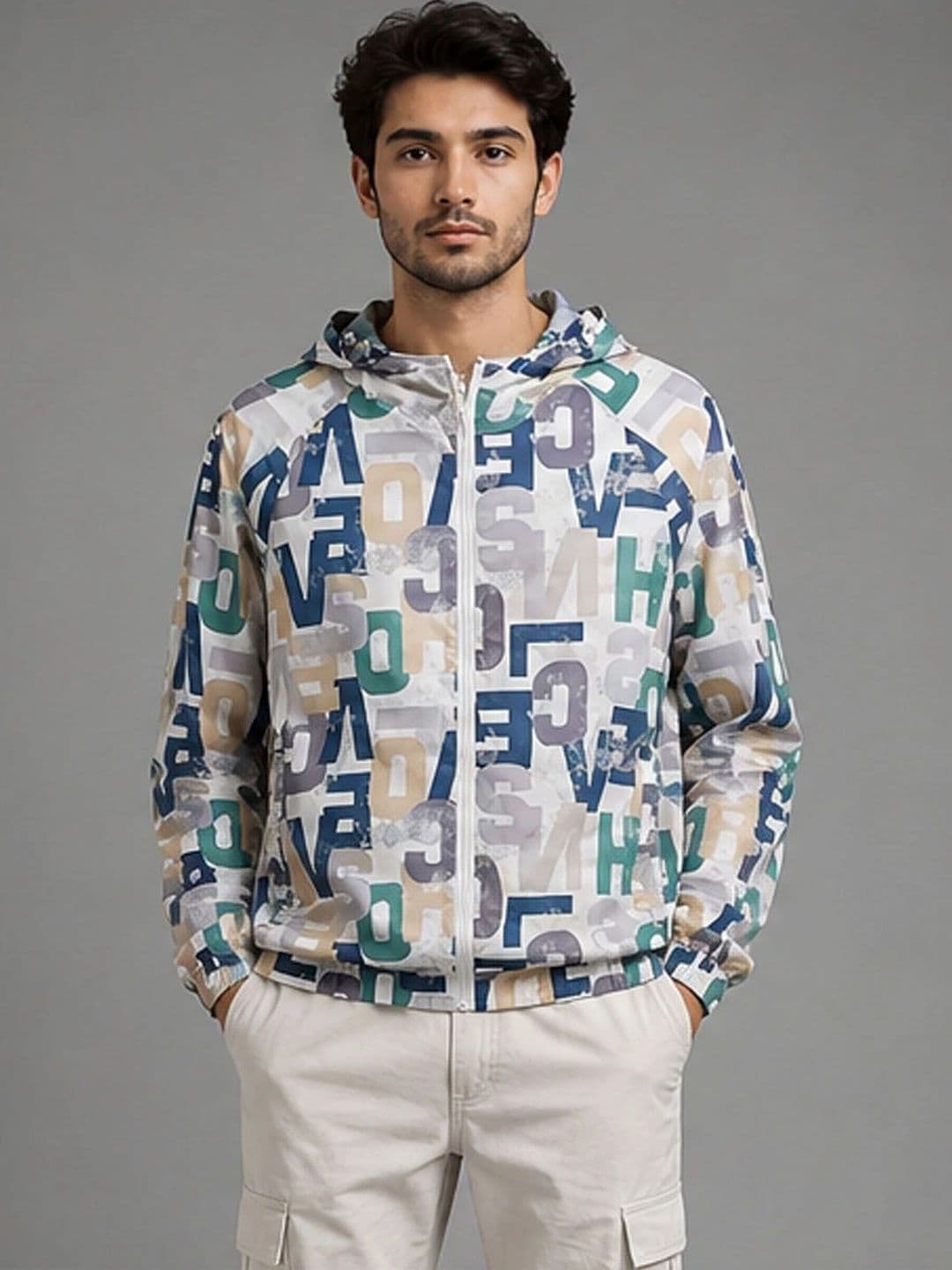 StyleCast Men Typography Lightweight Open Front Jacket - view 1