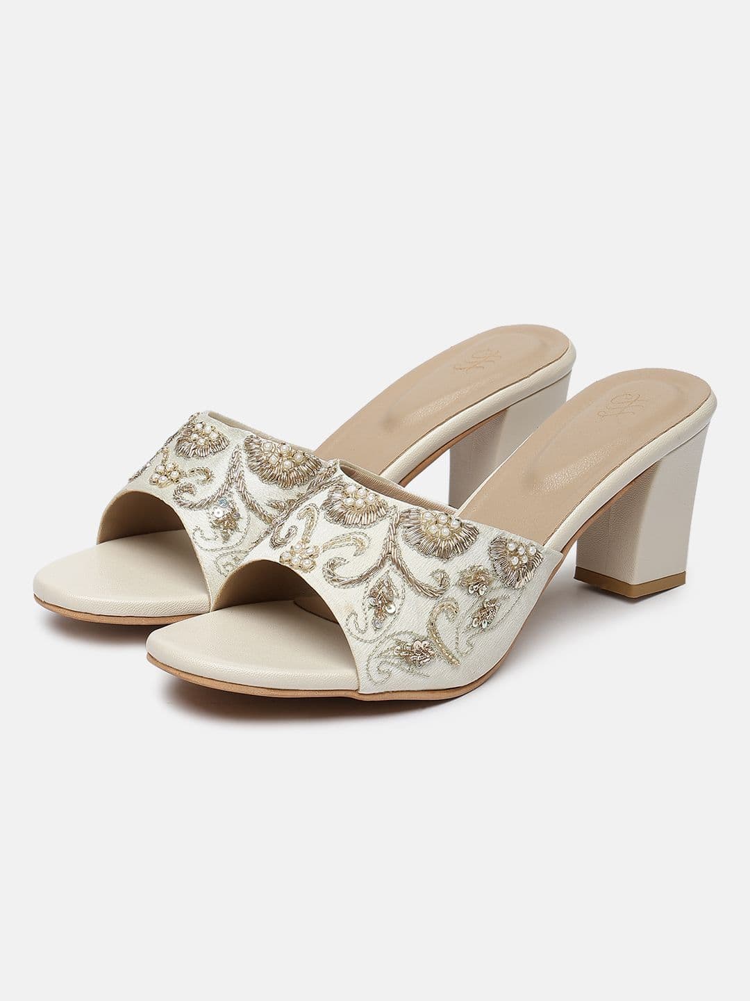 House of Pataudi Ethnic Embellished Block Heeled Sandals - view 1