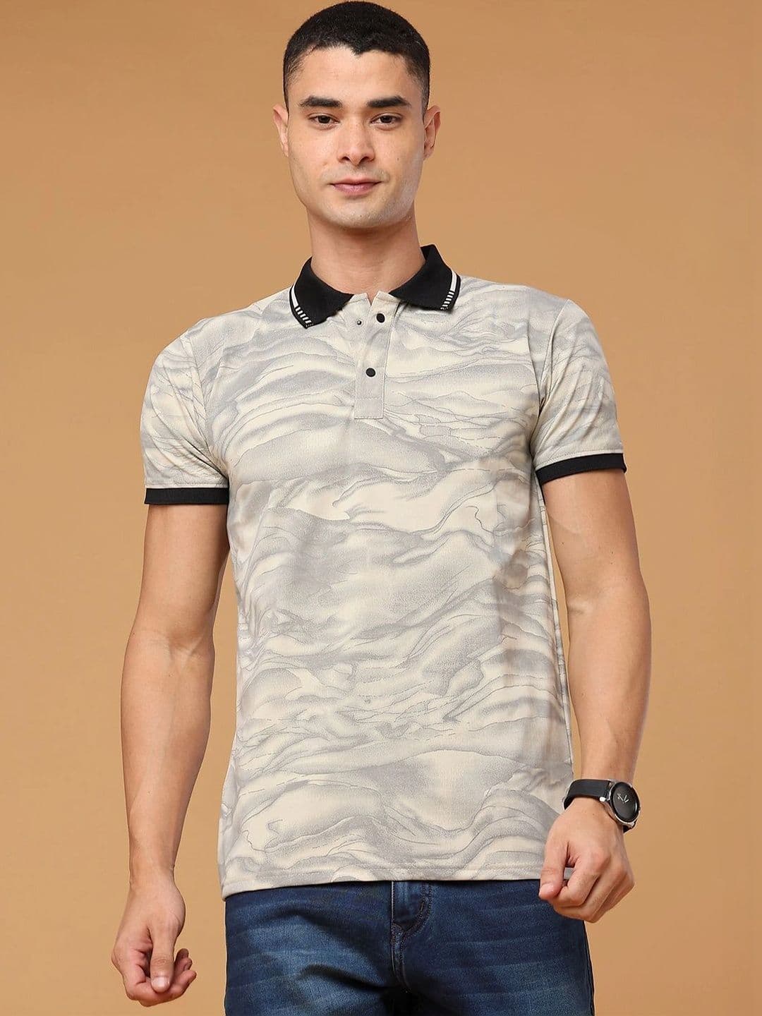 V-Mart Men Printed Polo Collar T-shirt - view 1