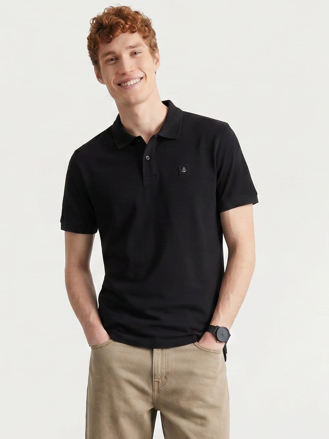 Mast & Harbour Brand Logo Polo Collar Pure Cotton T-shirt - view 1